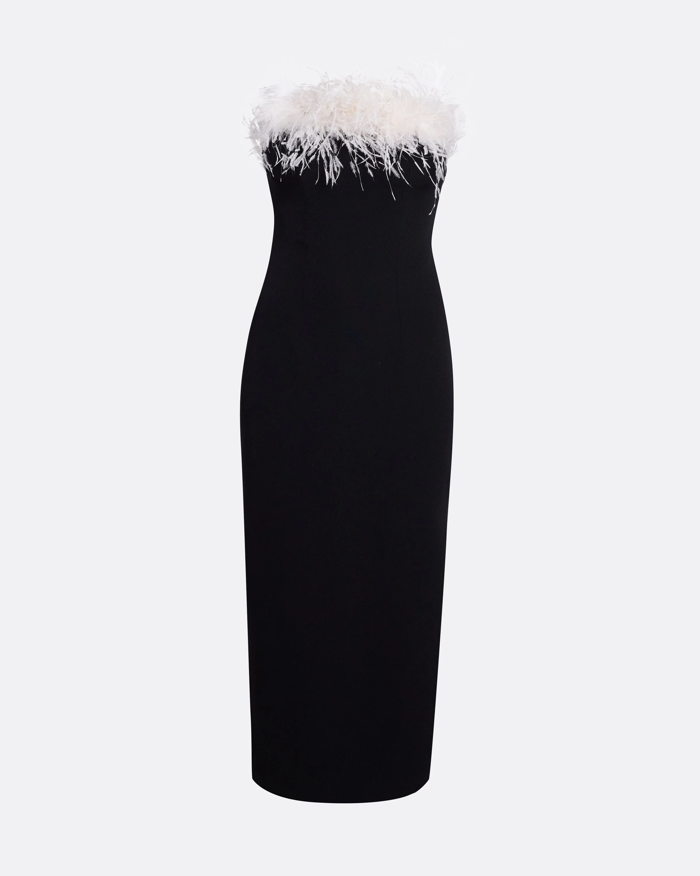 Aerine Midi Dress in Black with Feathers - Image 5
