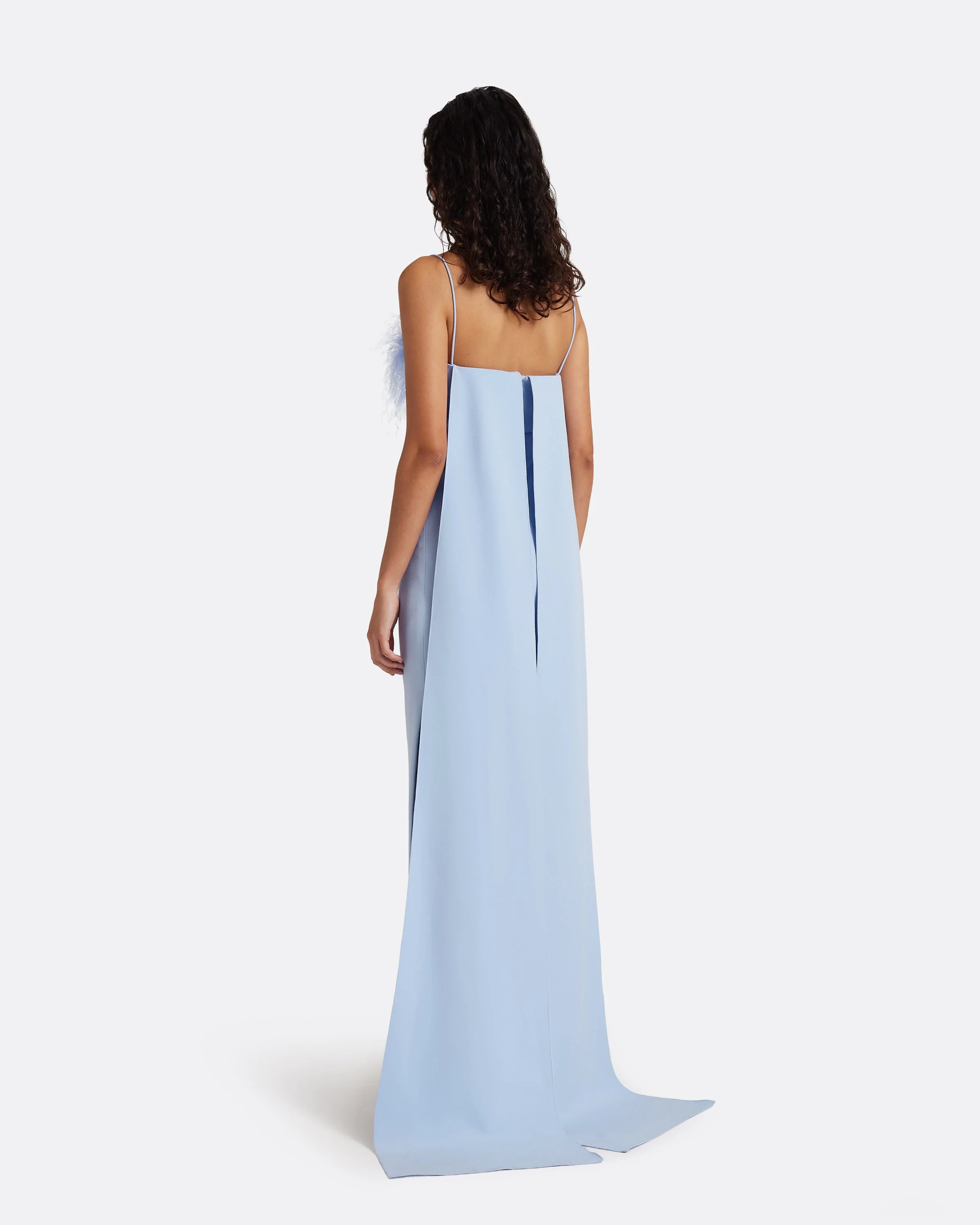Krista Harness with Aerine Midi Dress in Soft Sky with Feathers - Image 2