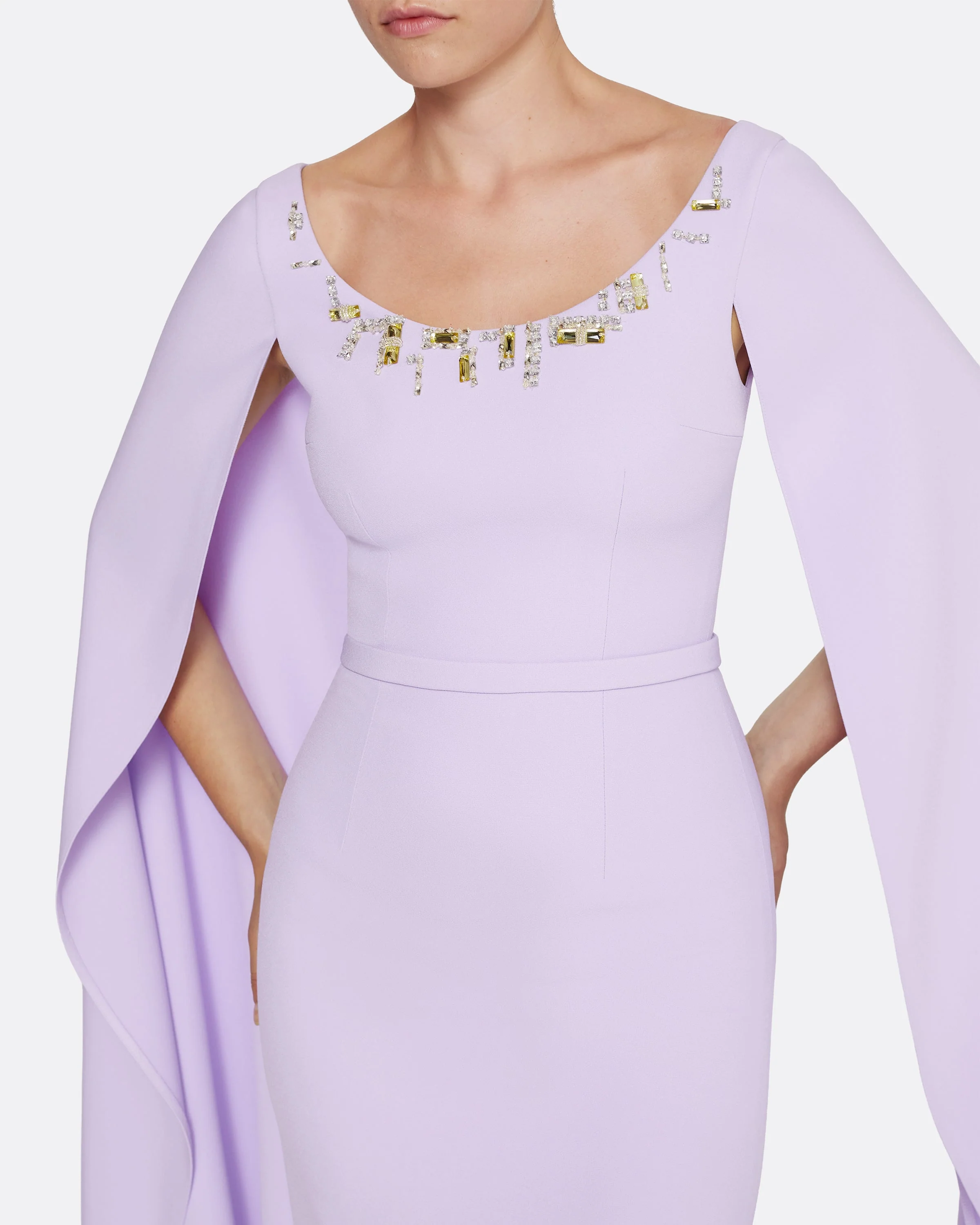 Agata Long Dress in Verbena with Gold - Image 3