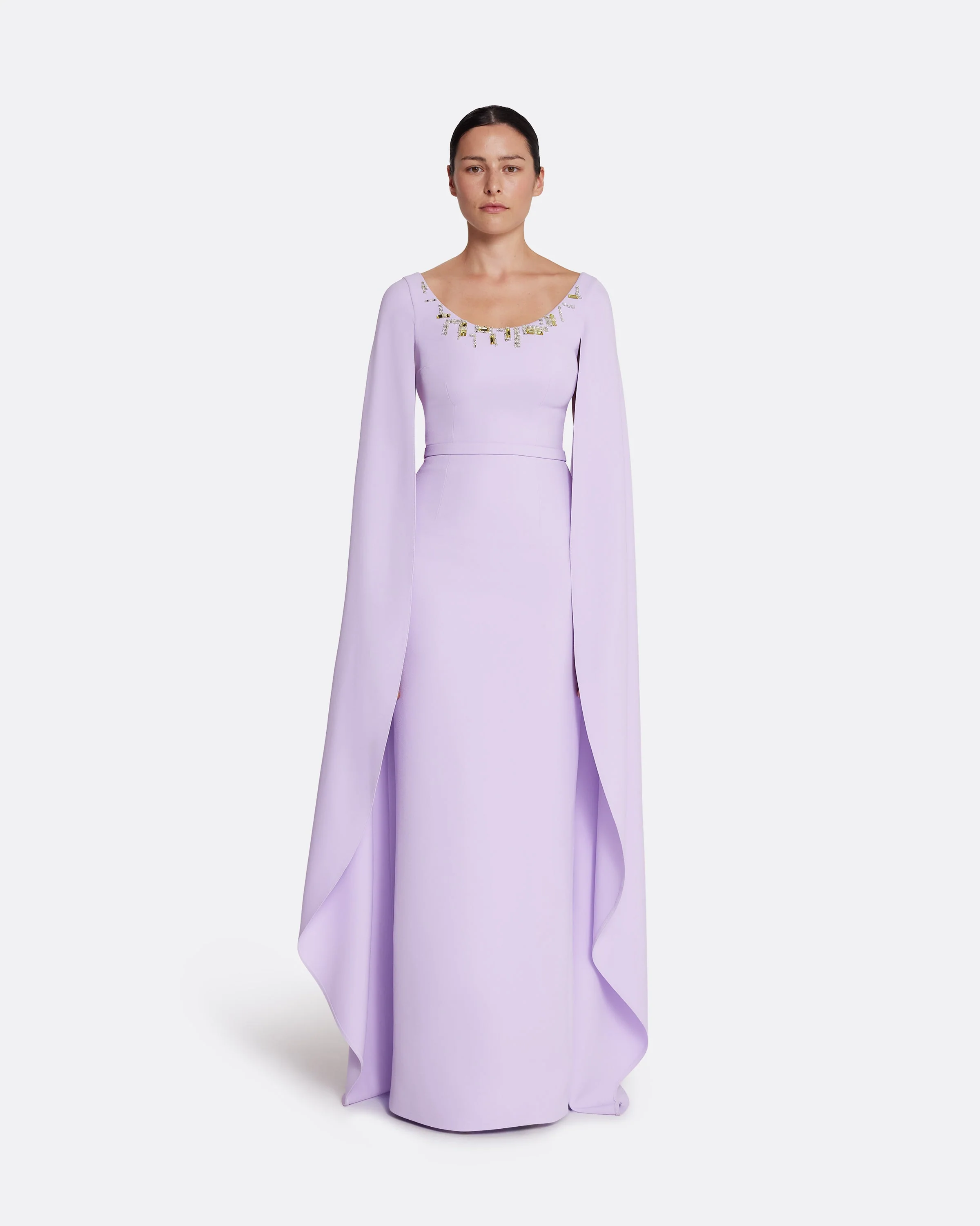 Agata Long Dress in Verbena with Gold - Image 6