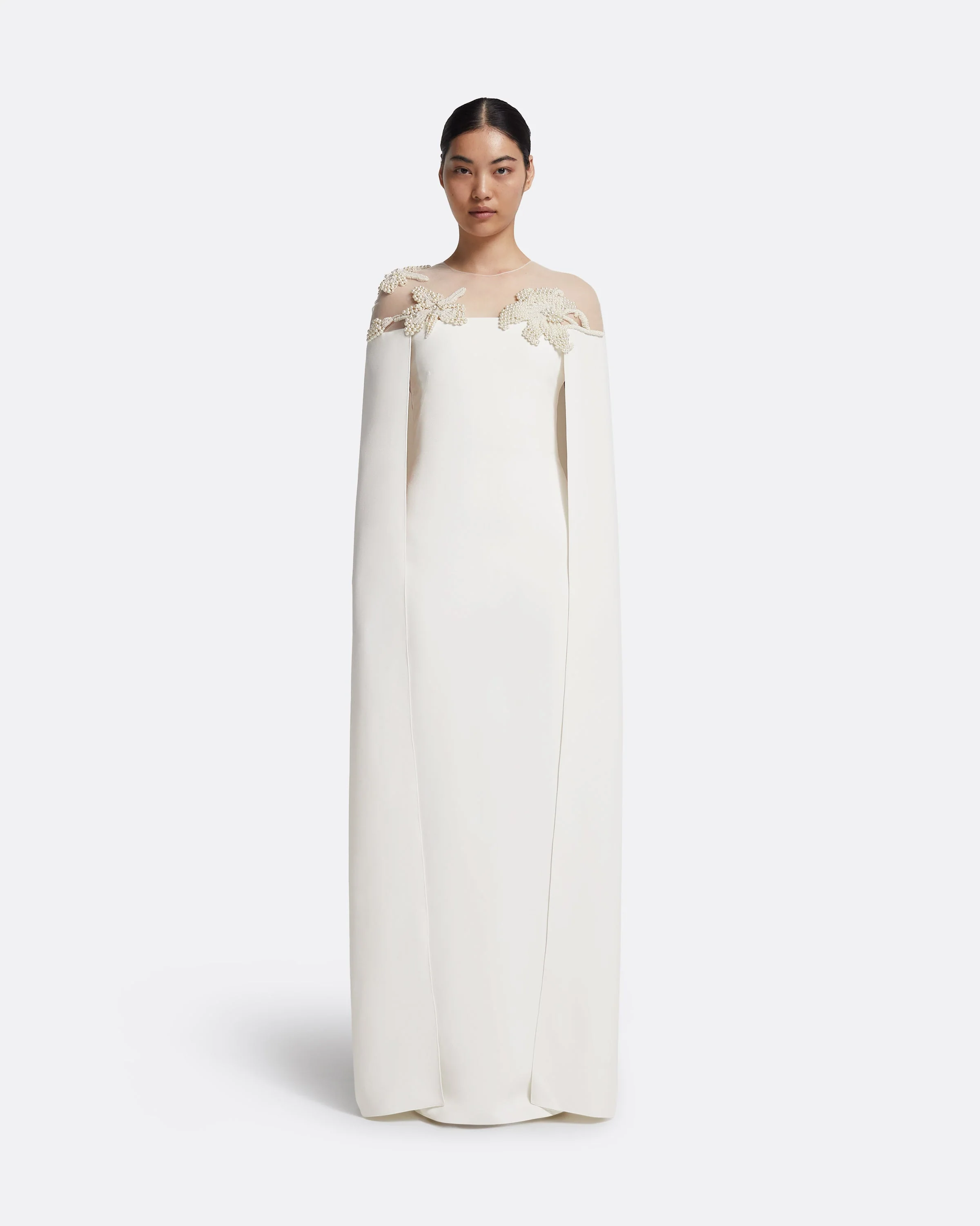 Ambere Long Dress in Ivory with Pearl Embroidery - Image 6