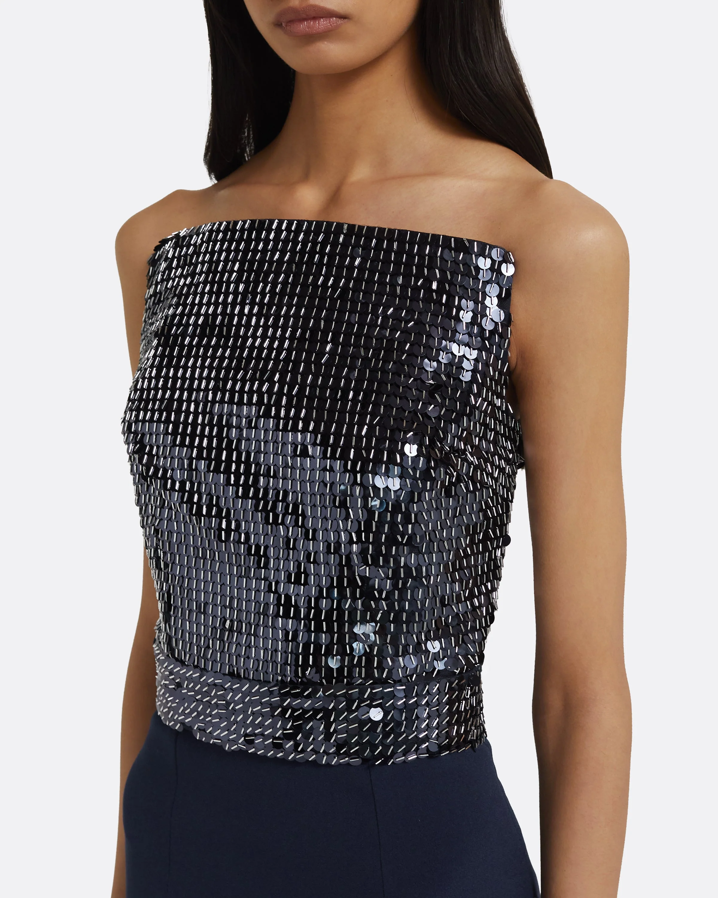 Amory Long Dress in Navy & Silver on Maritime Blue - Image 3