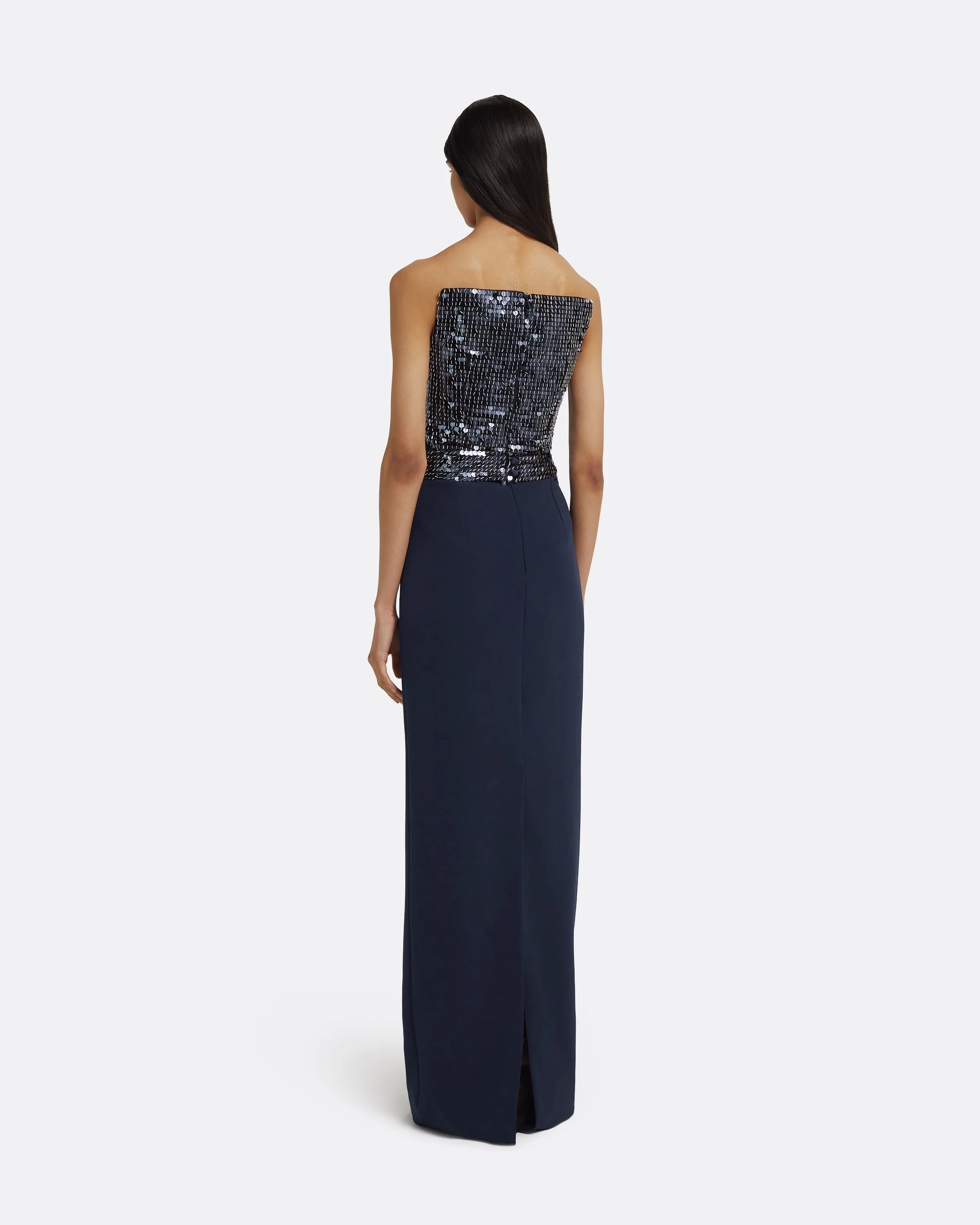 Amory Long Dress in Navy & Silver on Maritime Blue - Image 7