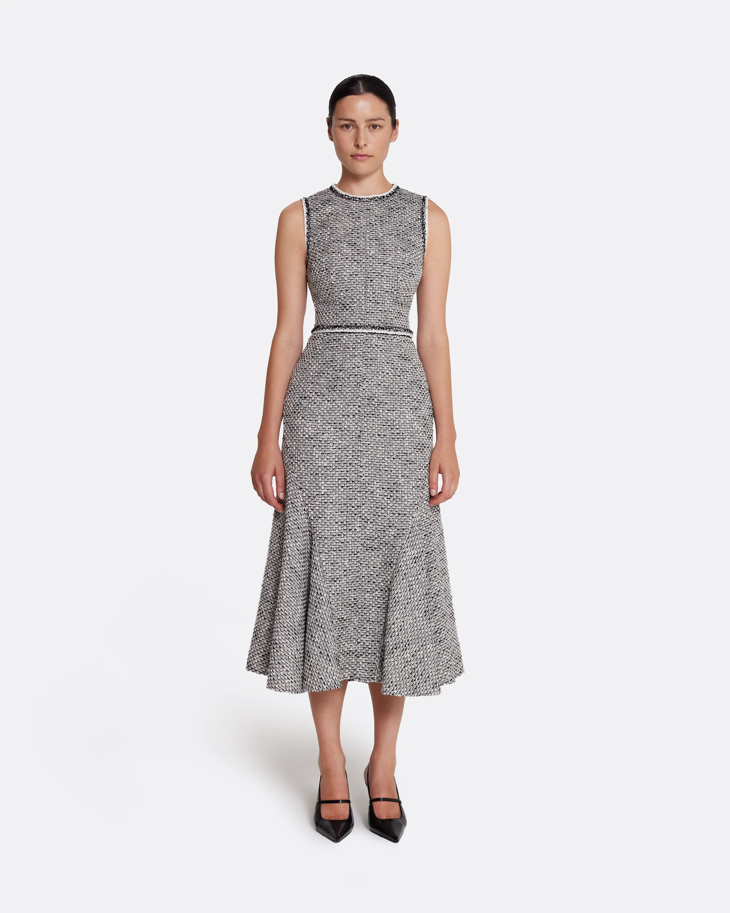 Andrea Midi Dress in Greyscale