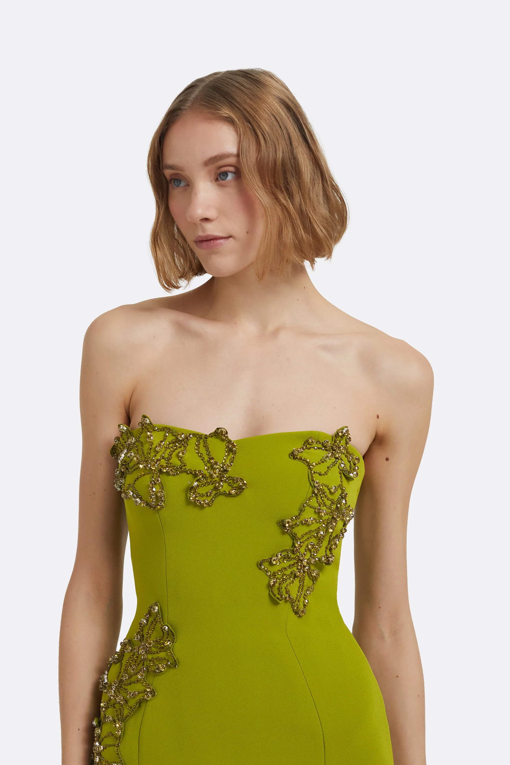 Angelina Long Dress in Woodbine with Embroidery - Image 13