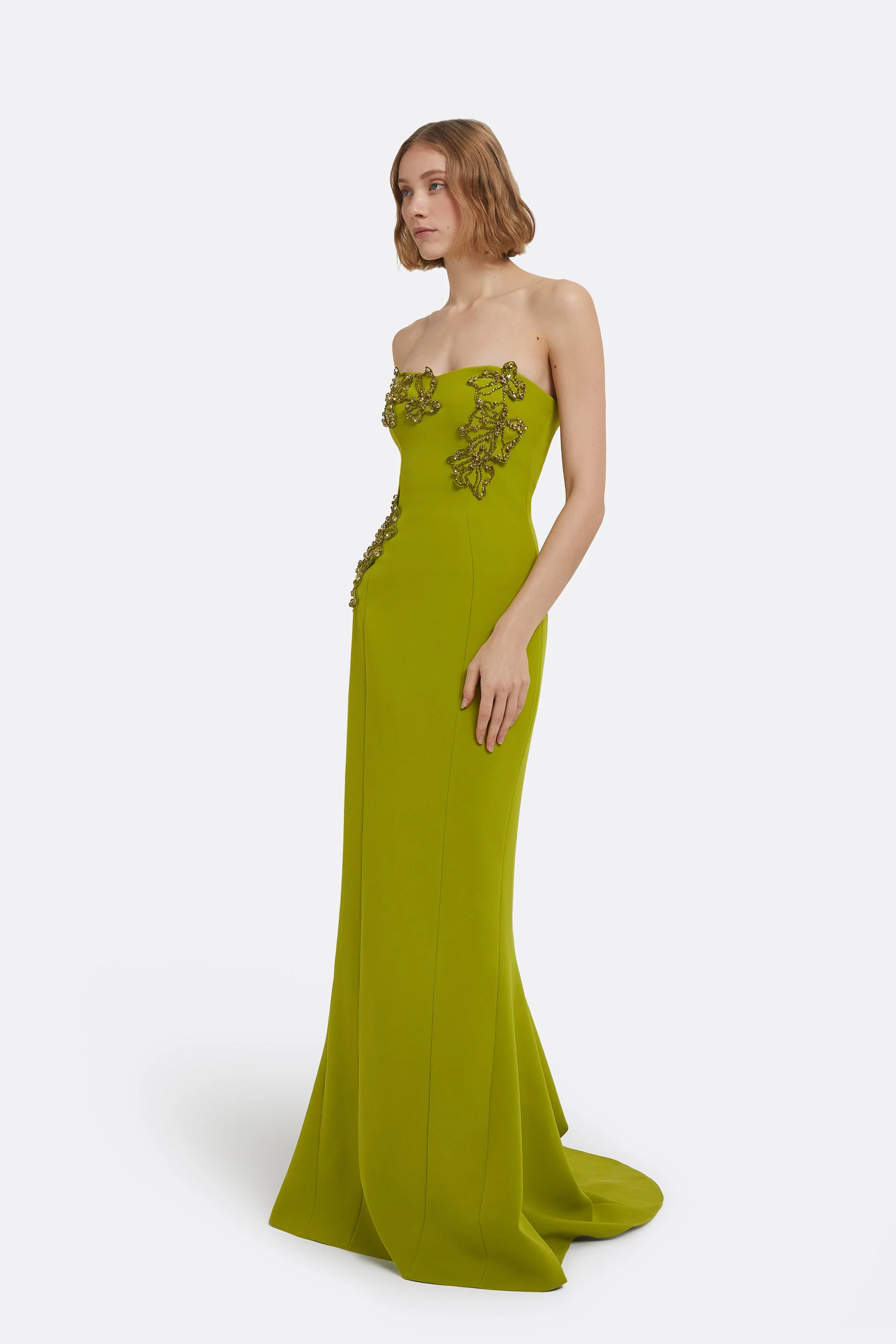 Angelina Long Dress in Woodbine with Embroidery - Image 14