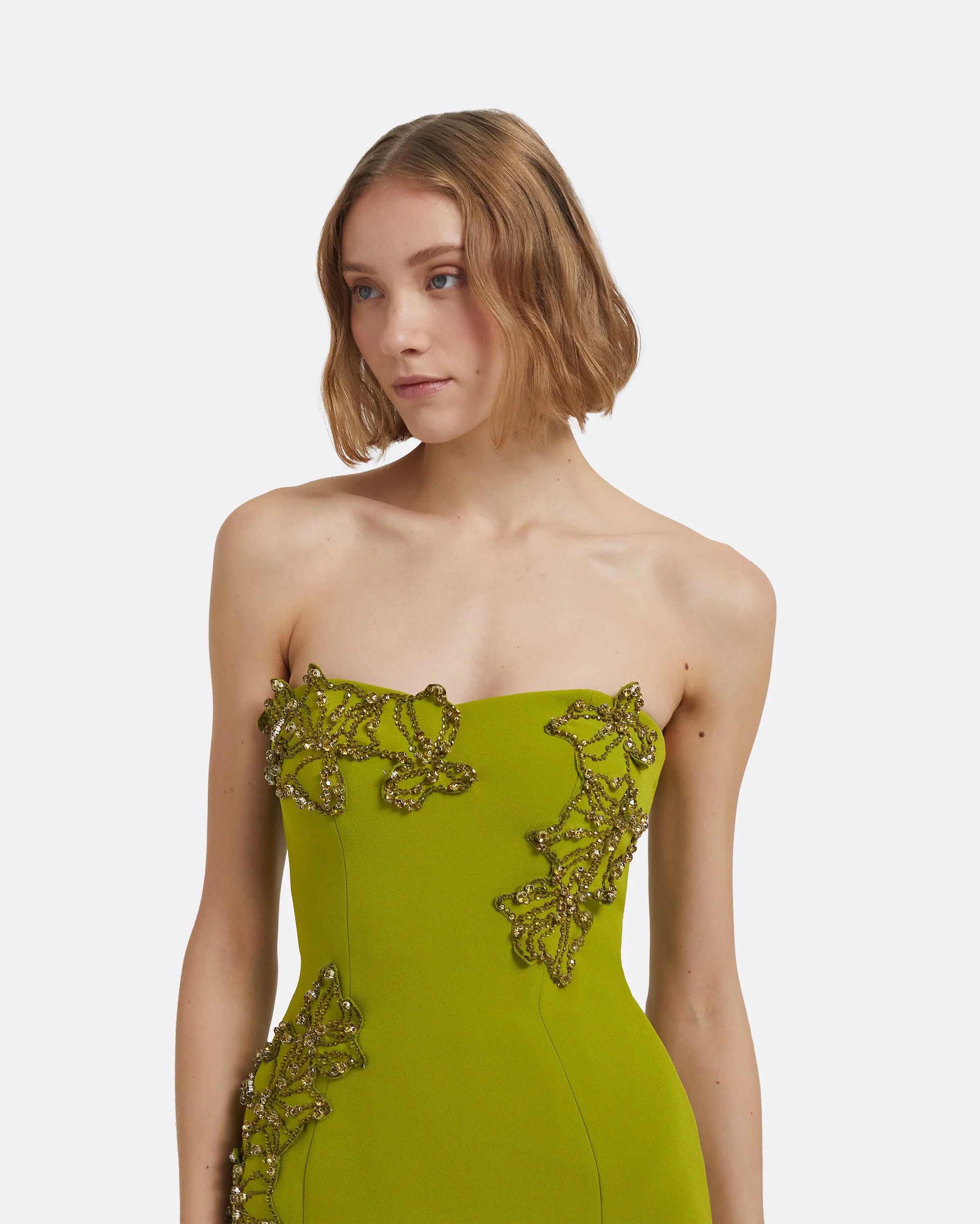 Angelina Long Dress in Woodbine with Embroidery - Image 8