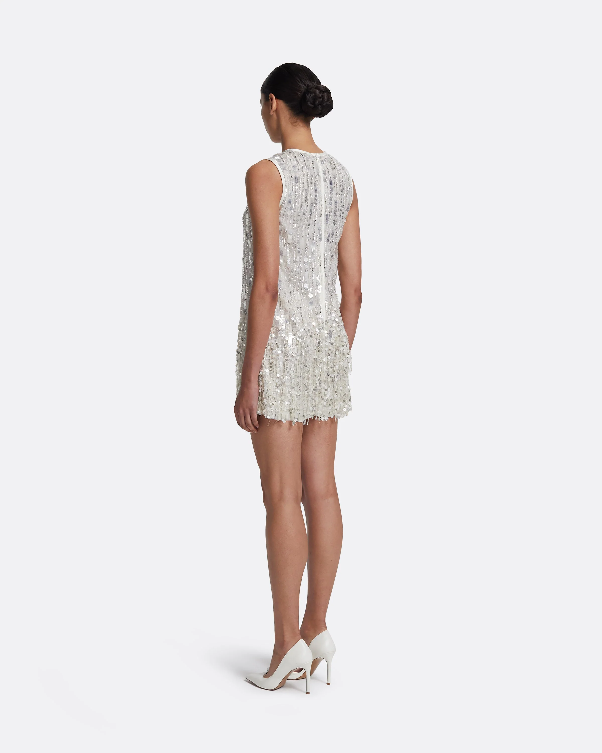 Ariana Short Dress in Ivory with Crystal Embellishment - Image 2