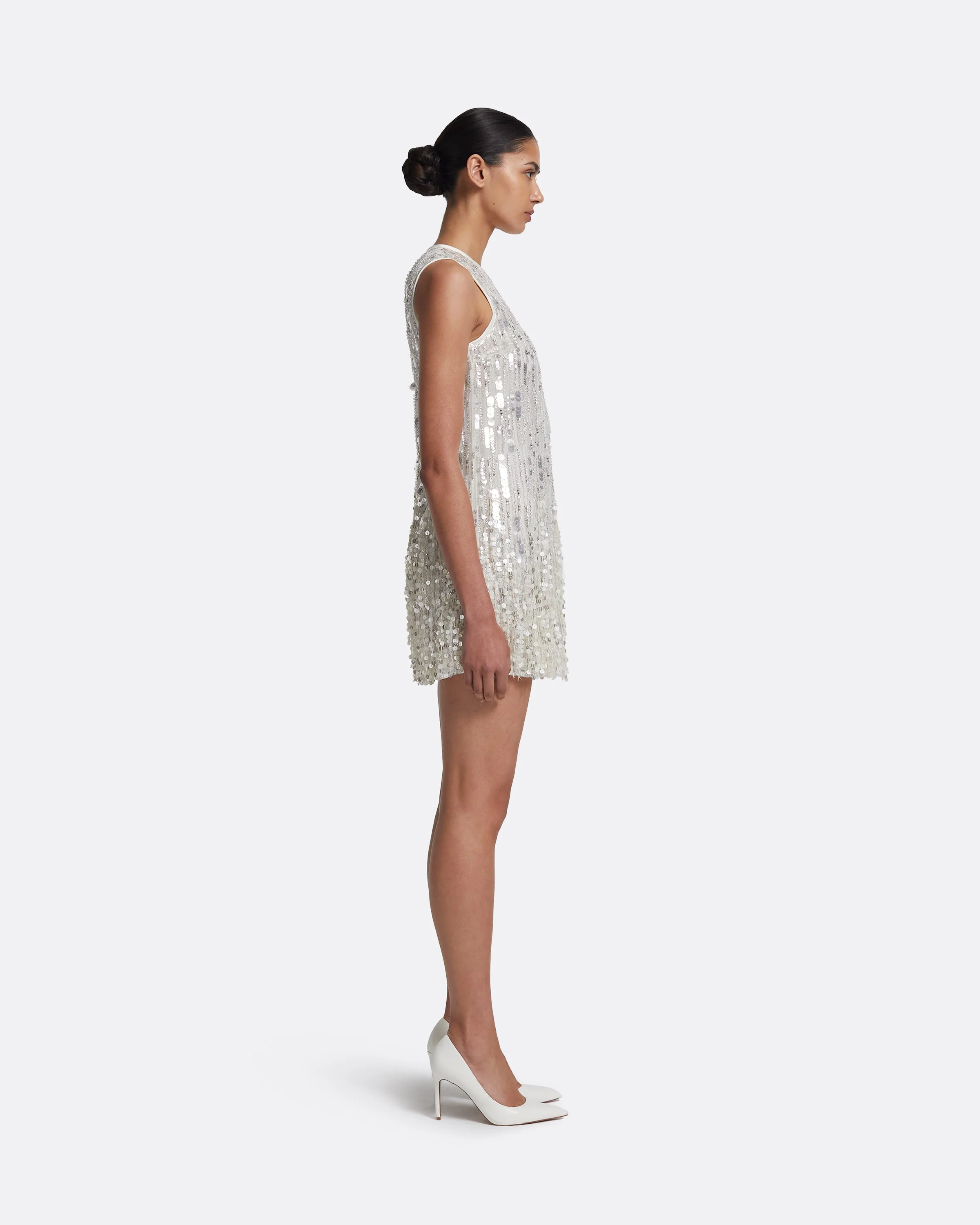 Ariana Short Dress in Ivory with Crystal Embellishment - Image 9