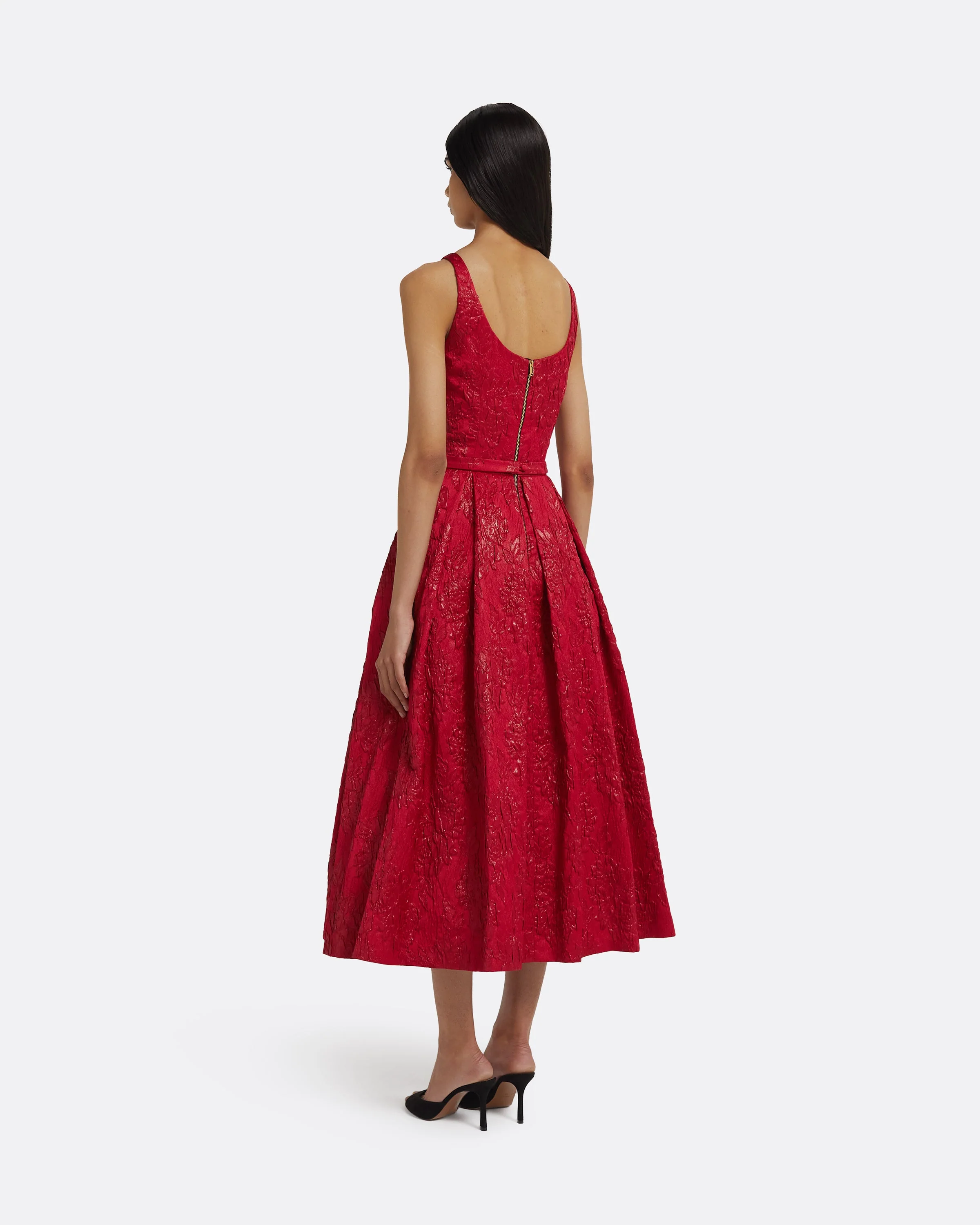 Asher Midi Dress in Crimson - Image 2