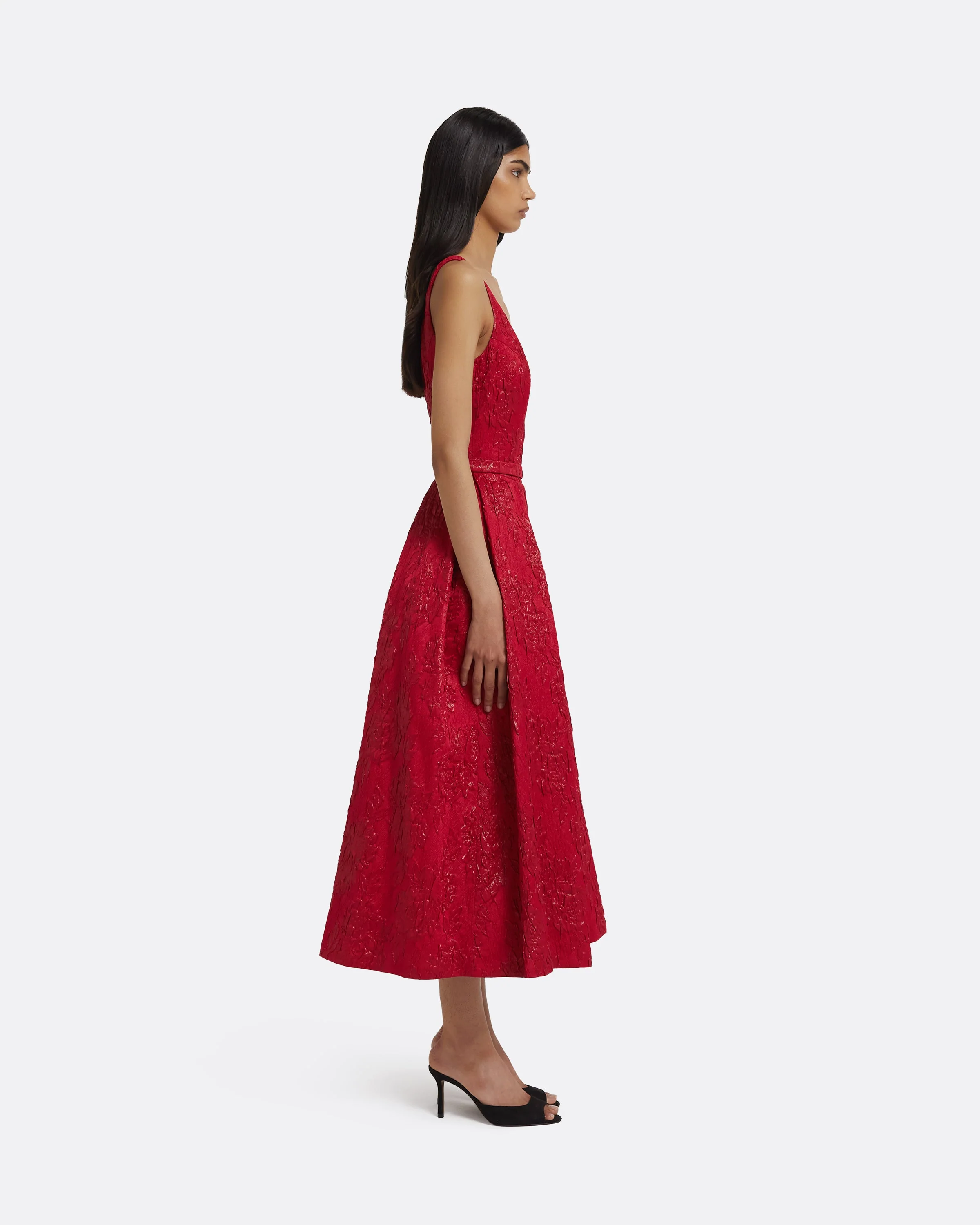 Asher Midi Dress in Crimson - Image 4