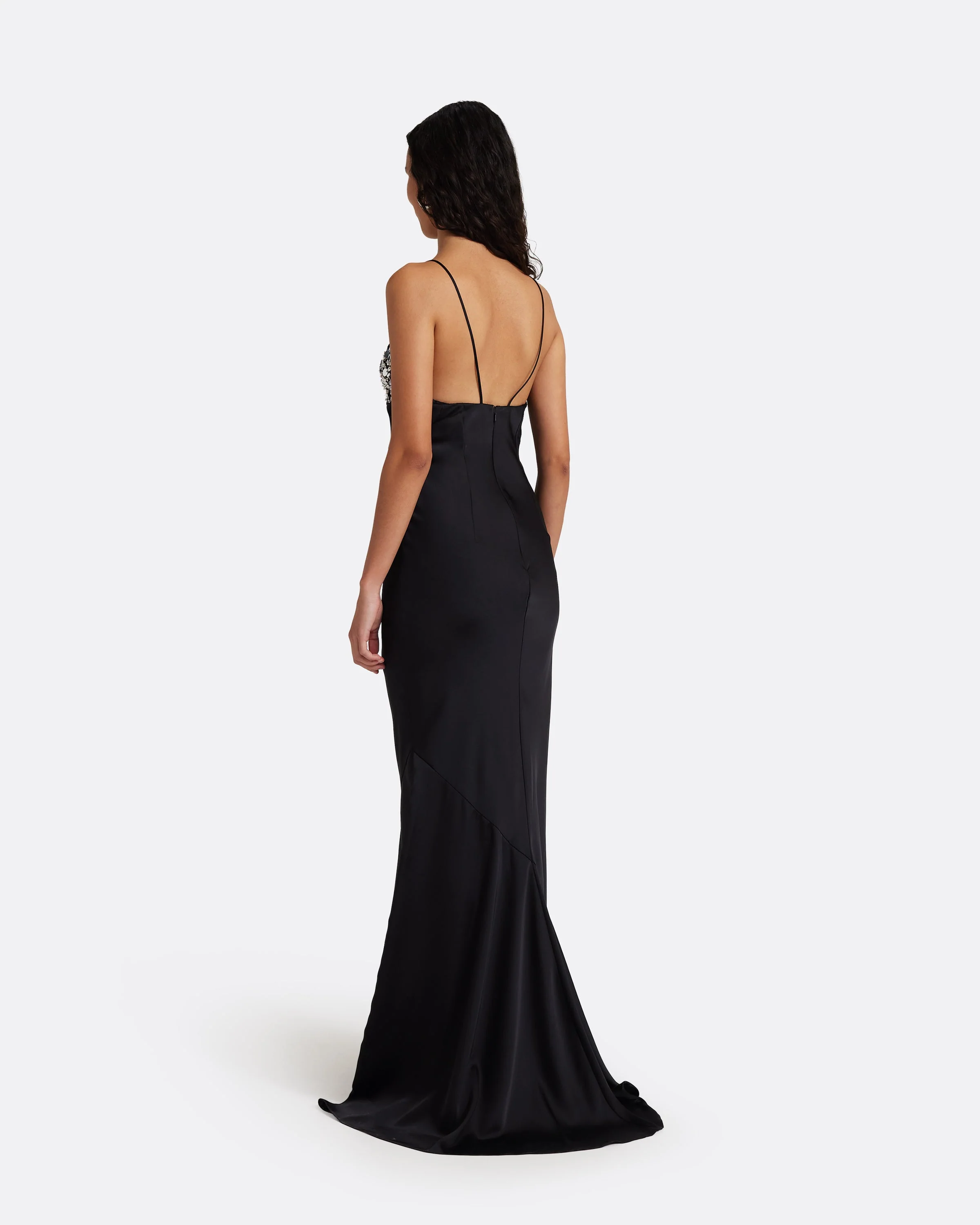 Asia Long Dress in Black with Crystal Embroidery - Image 2