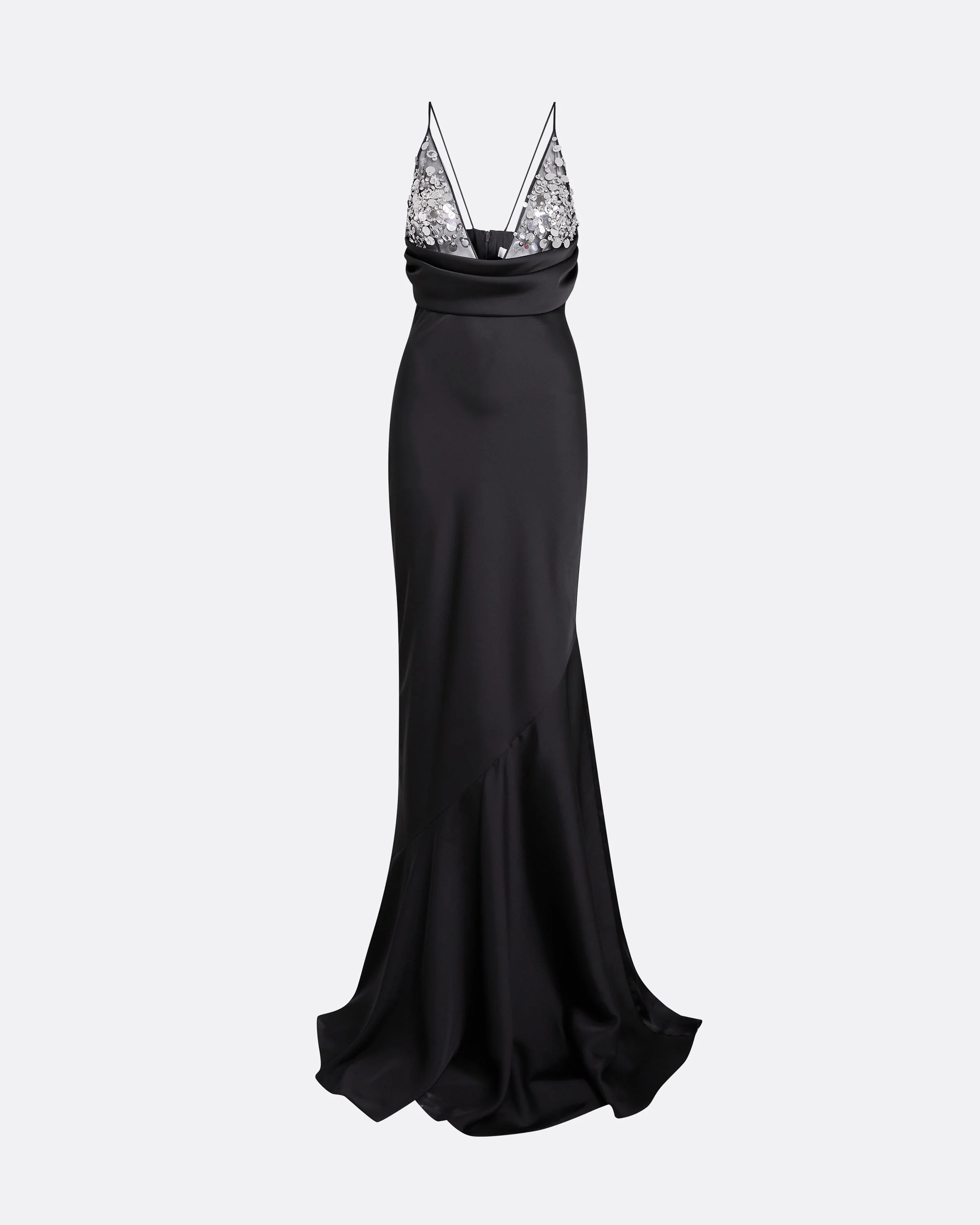 Asia Long Dress in Black with Crystal Embroidery - Image 5