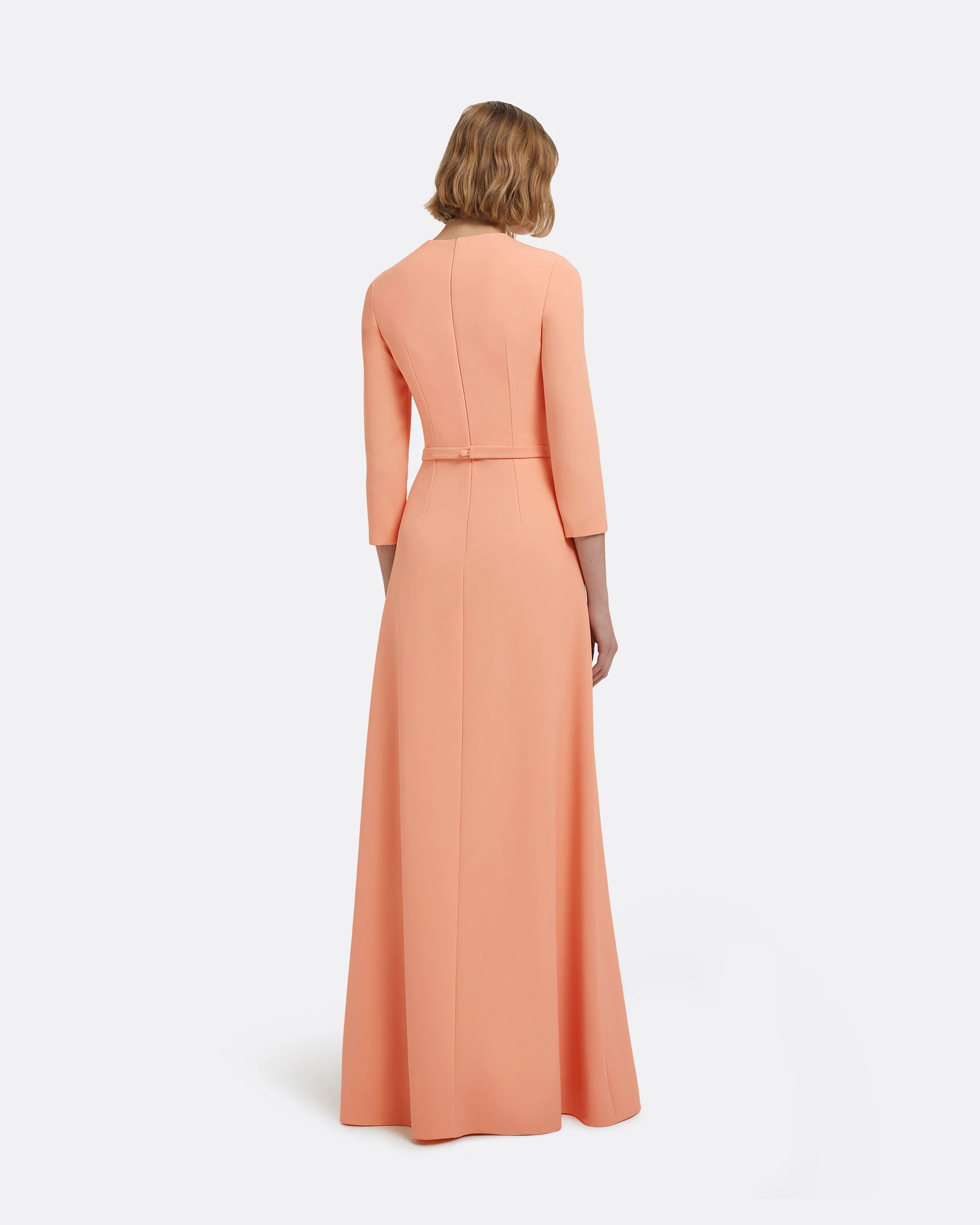Aspen Long Dress in Apricot With Gunmetal Embellishment - Image 2