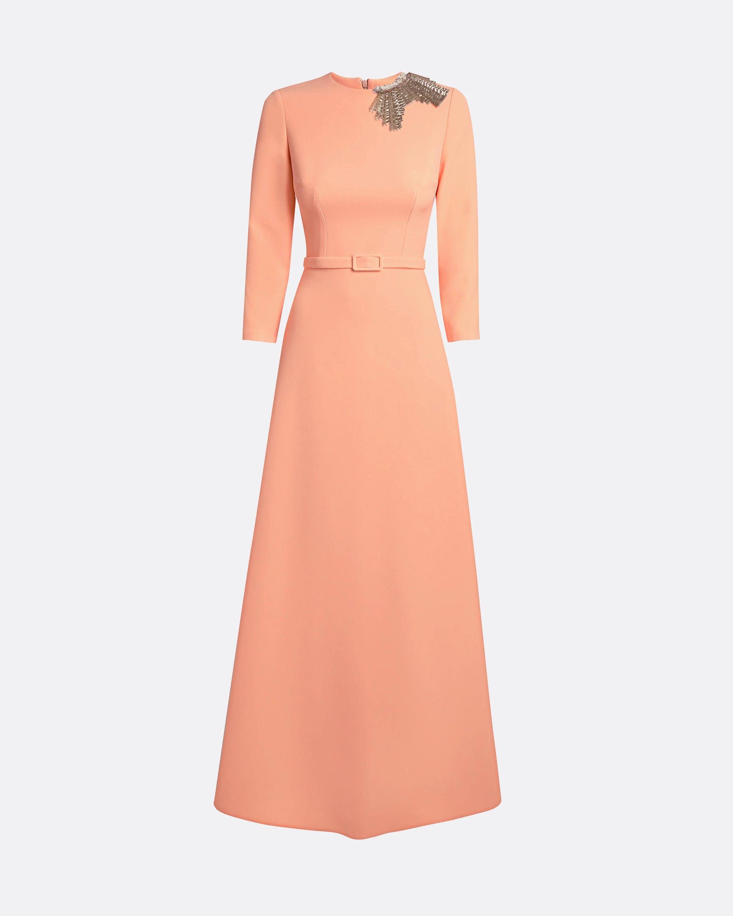 Aspen Long Dress in Apricot With Gunmetal Embellishment - Image 5