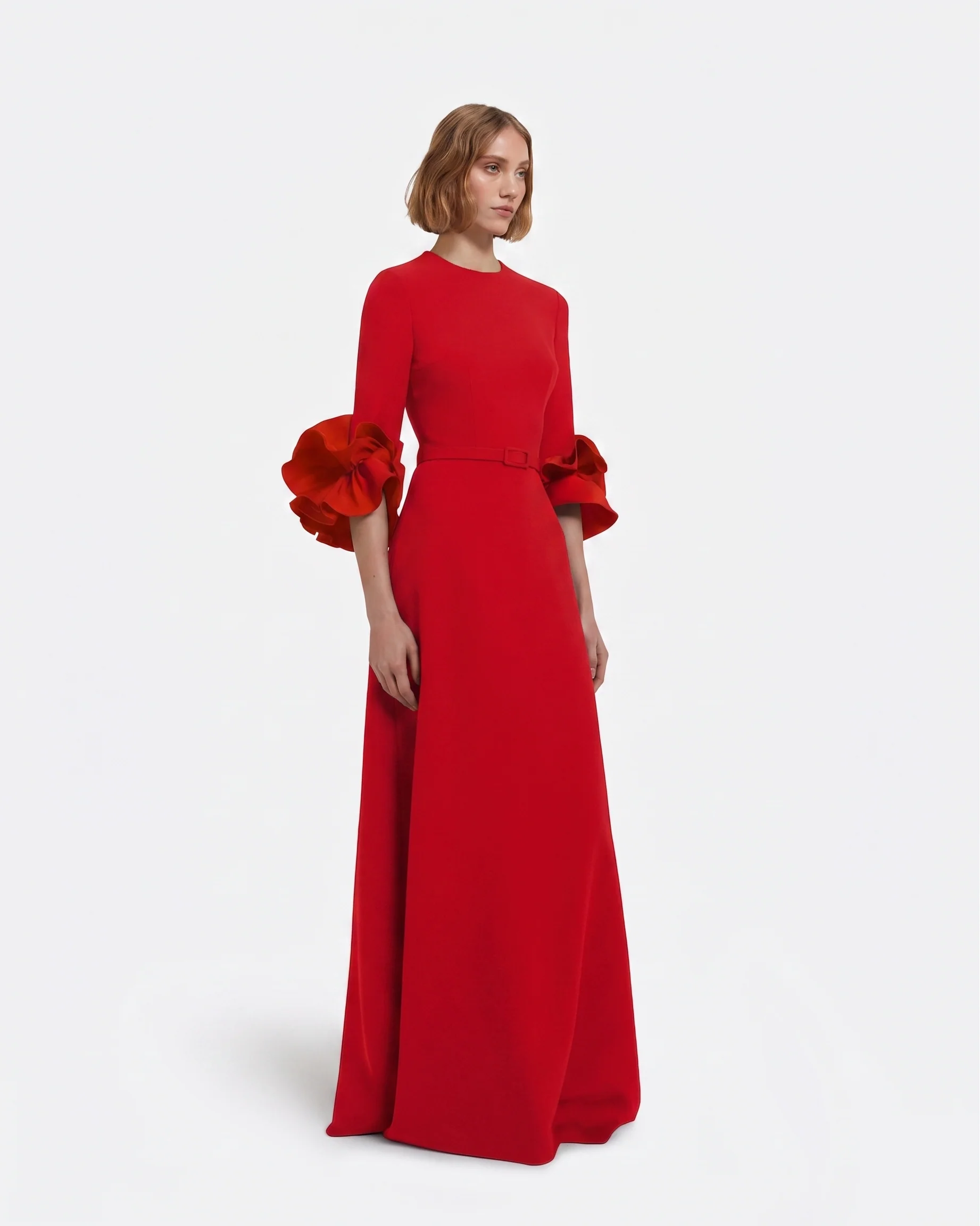Belen Long Dress in Cherry Red - Image 14