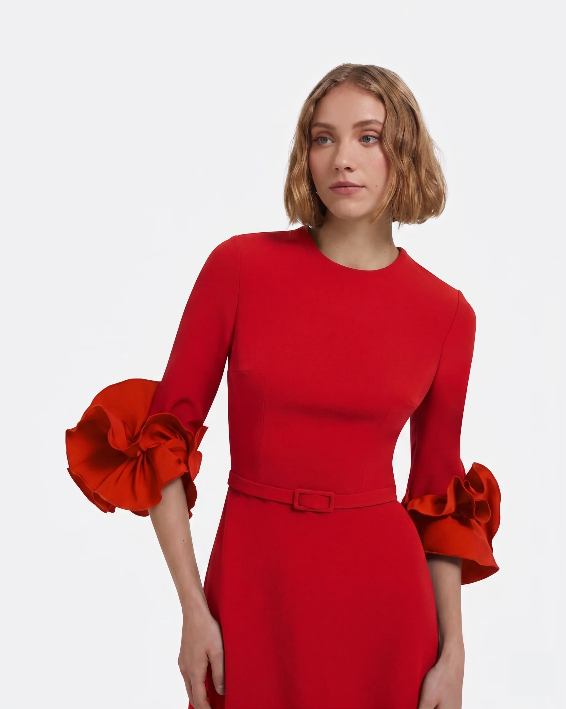 Belen Long Dress in Cherry Red - Image 3