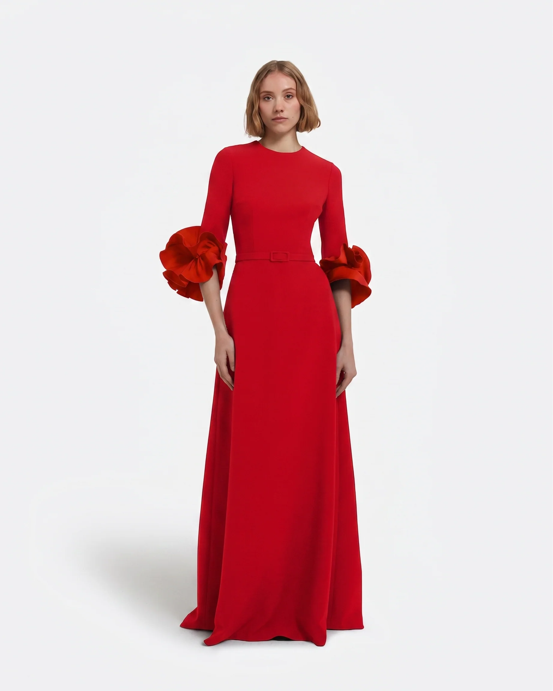 Belen Long Dress in Cherry Red - Image 6