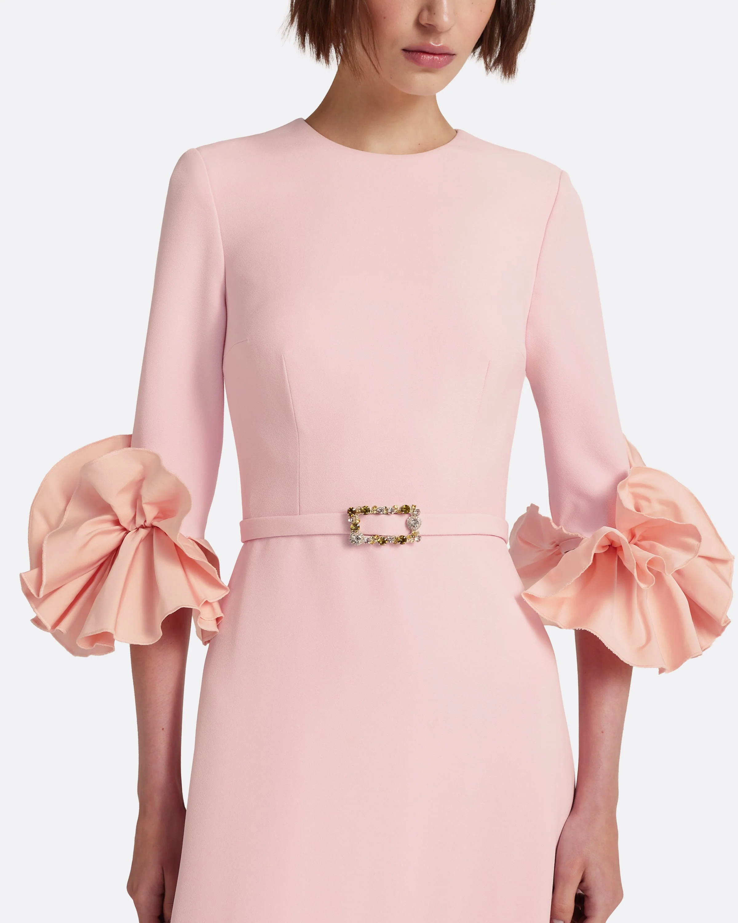 Belen Long Dress in Lychee with Embellished Belt - Image 3
