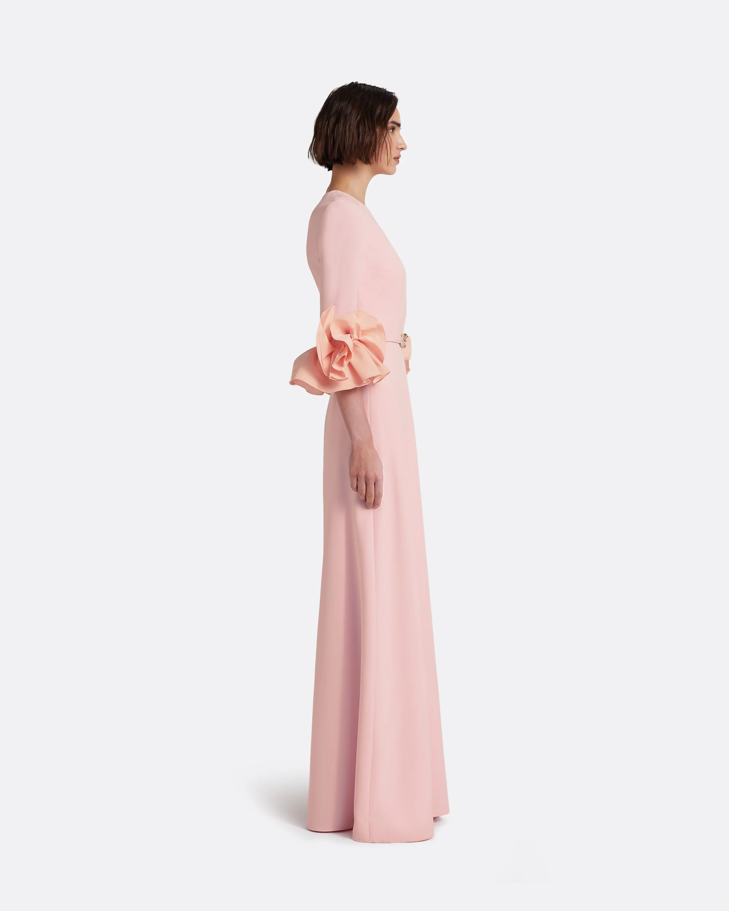 Belen Long Dress in Lychee with Embellished Belt - Image 4