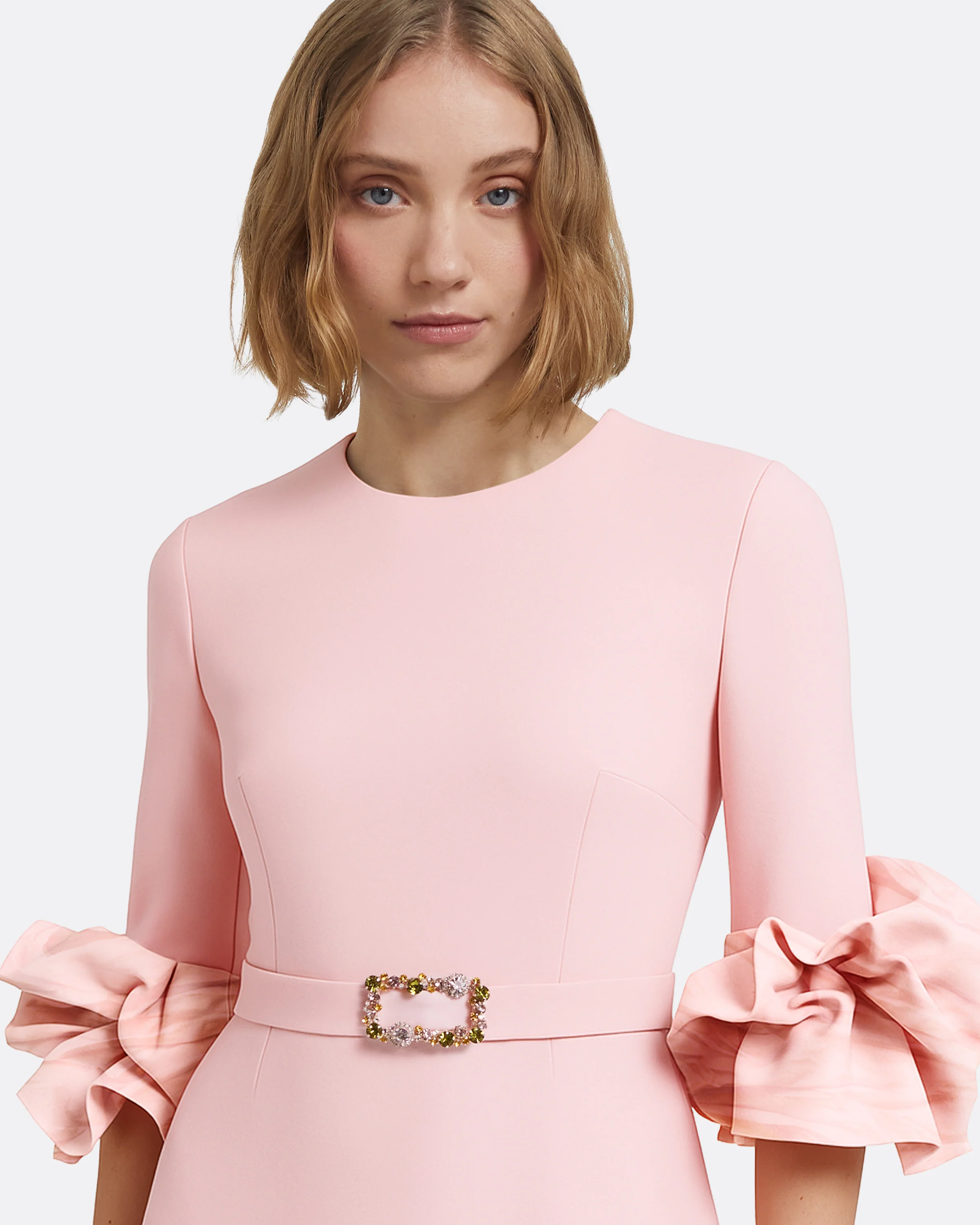 Belen Long Dress in Lychee with Embellished Belt - Image 7