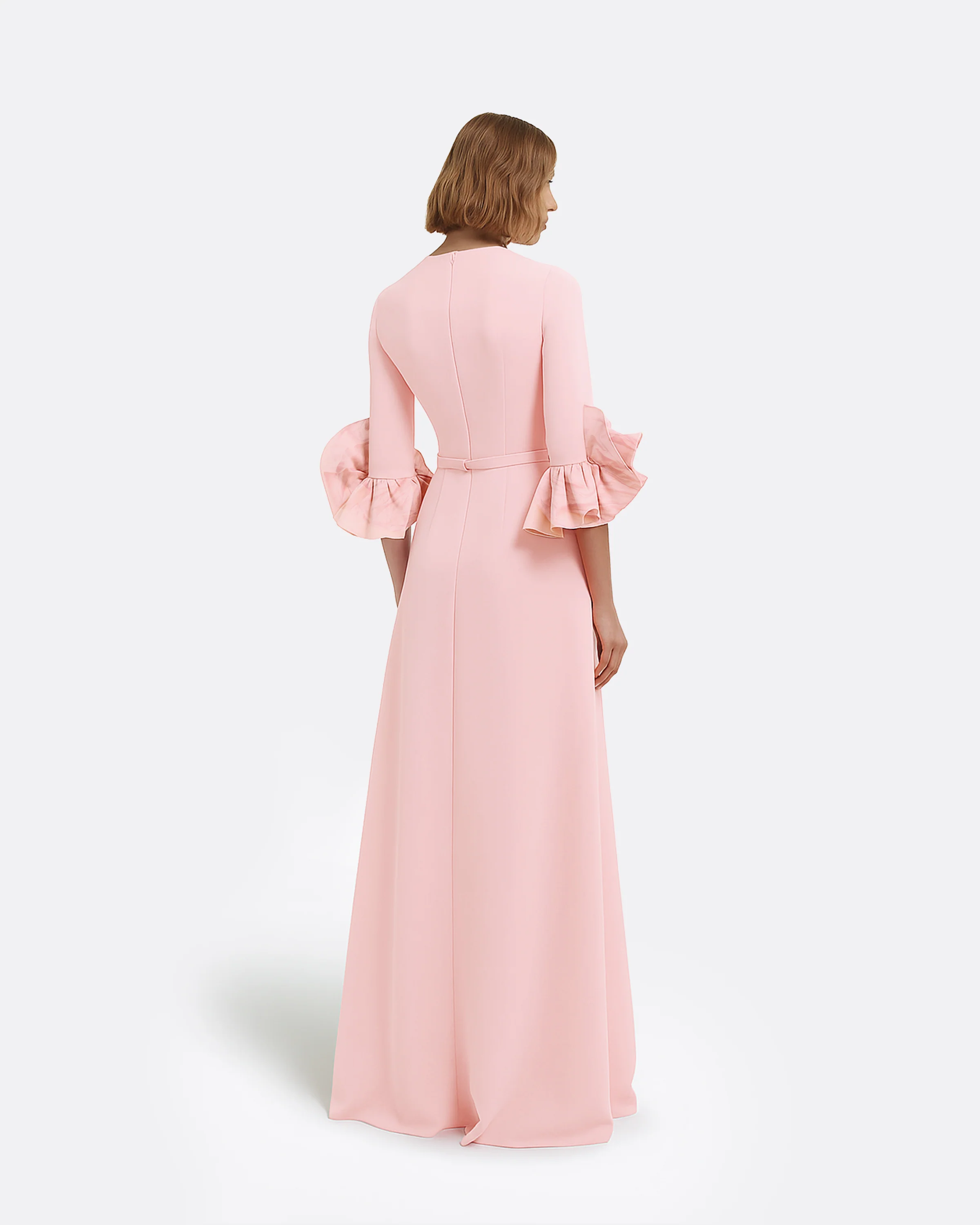 Belen Long Dress in Lychee with Embellished Belt - Image 8