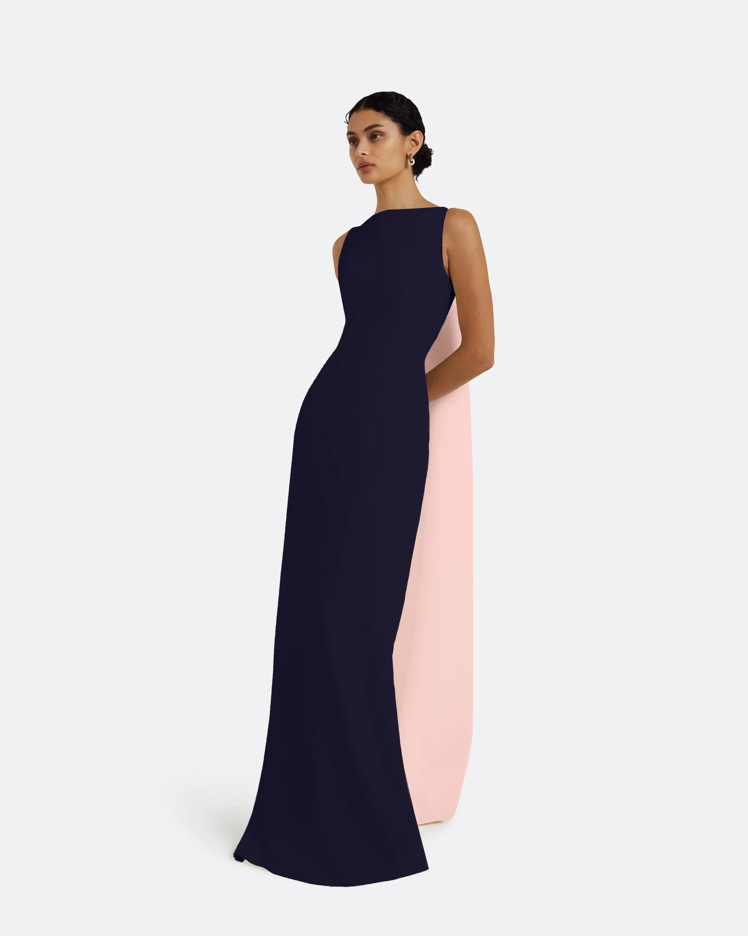 Celestia Long Dress in Azurite & Pale Pink - Image 9