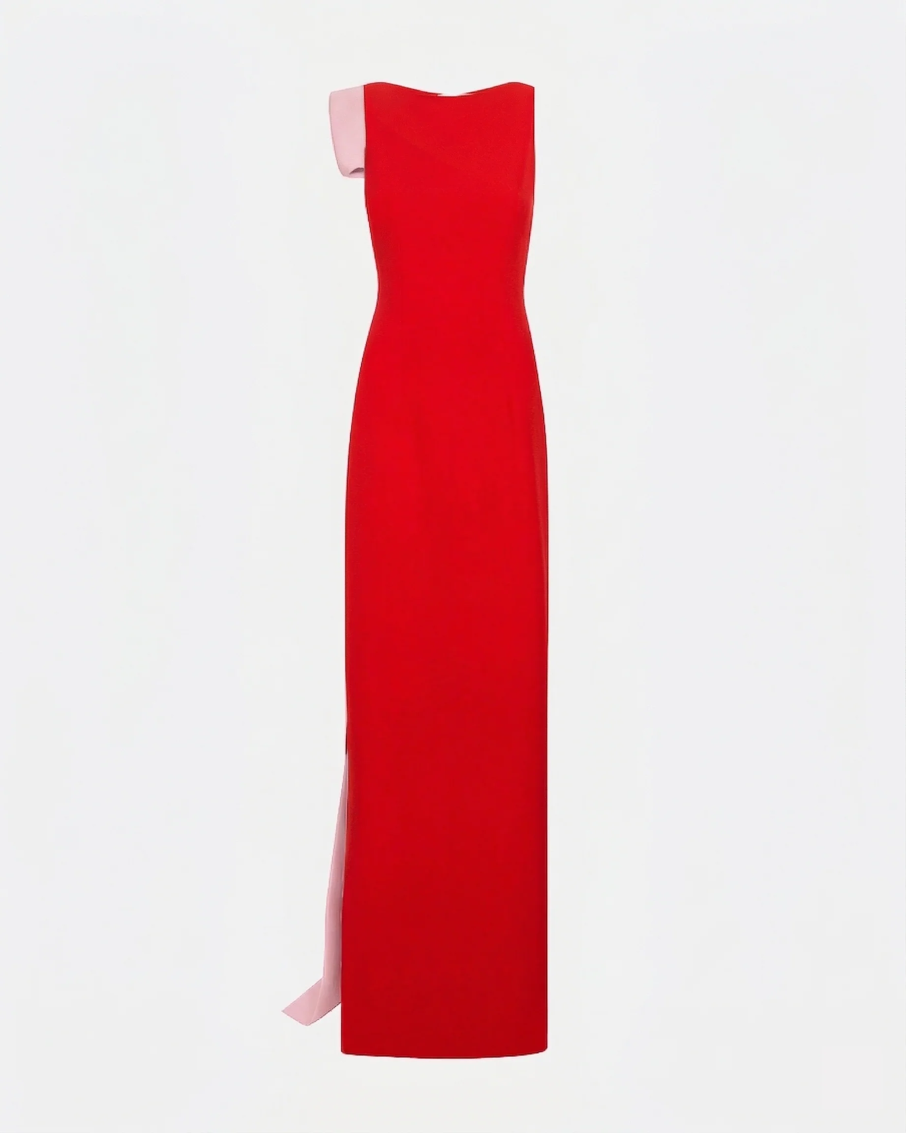 Celestia Long Dress in Cherry Red & Pale Pink - Image 5