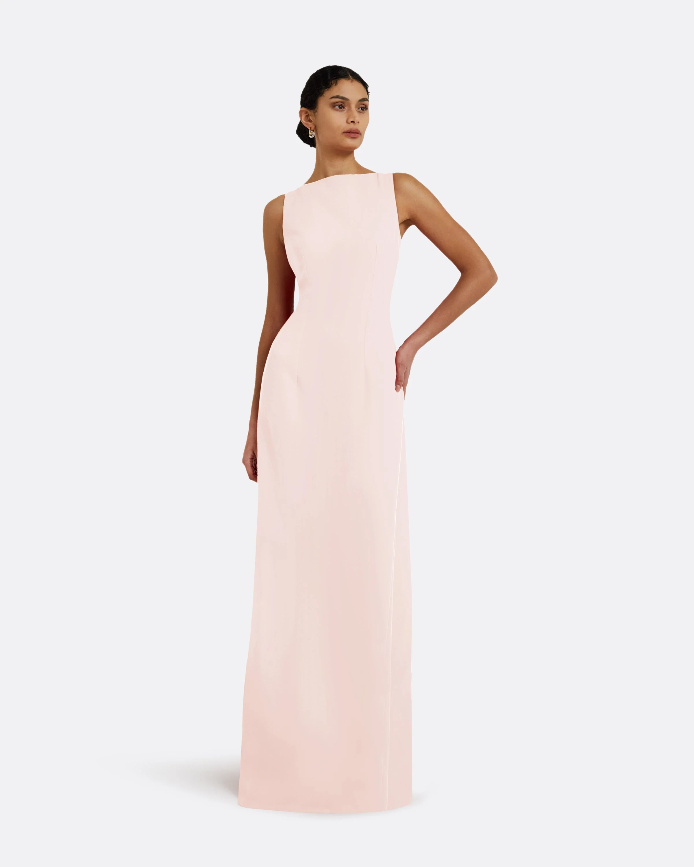 Celestia Pale Pink Long Dress - Image 16
