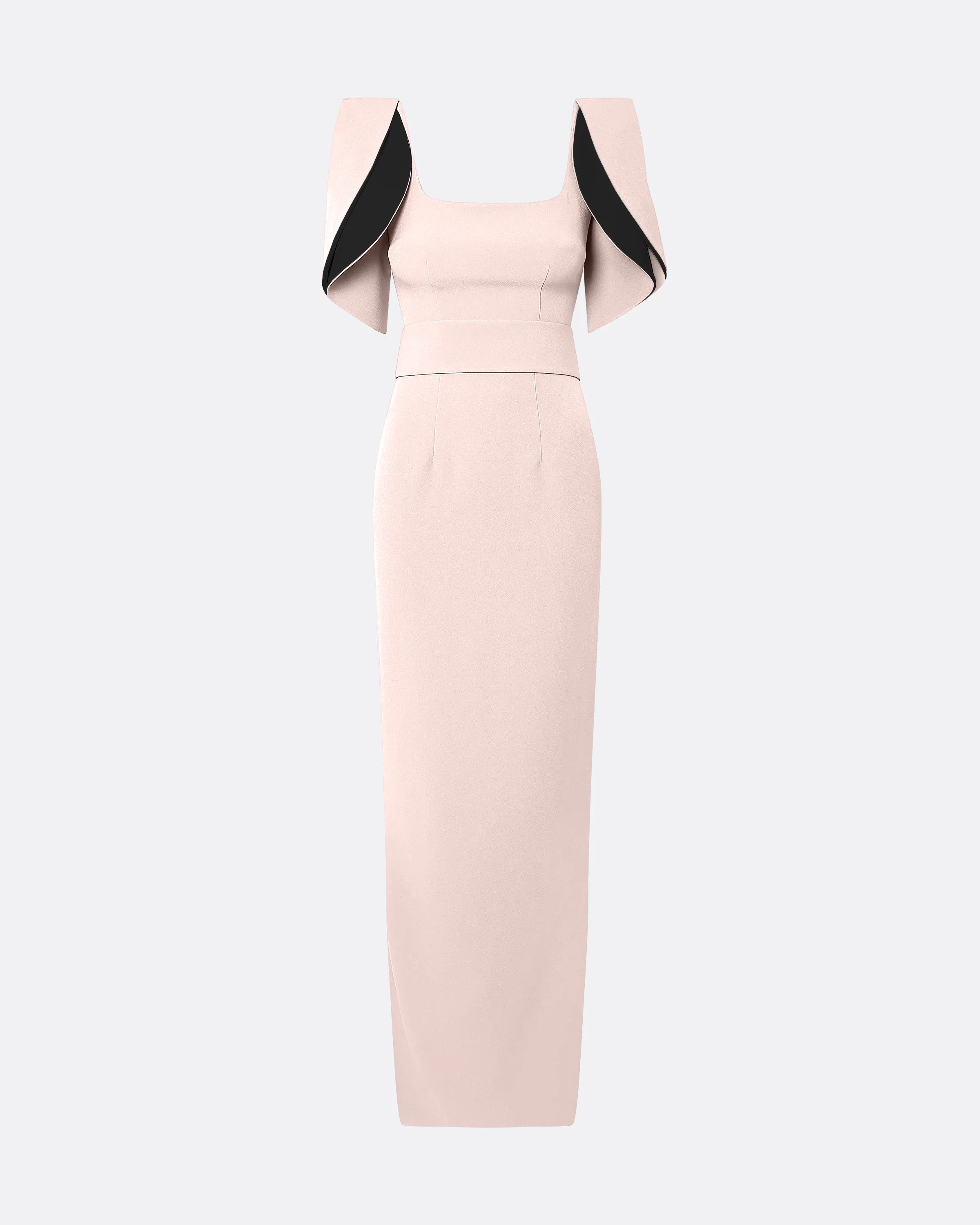 Dara Long Dress in Pale Pink & Black - Image 5