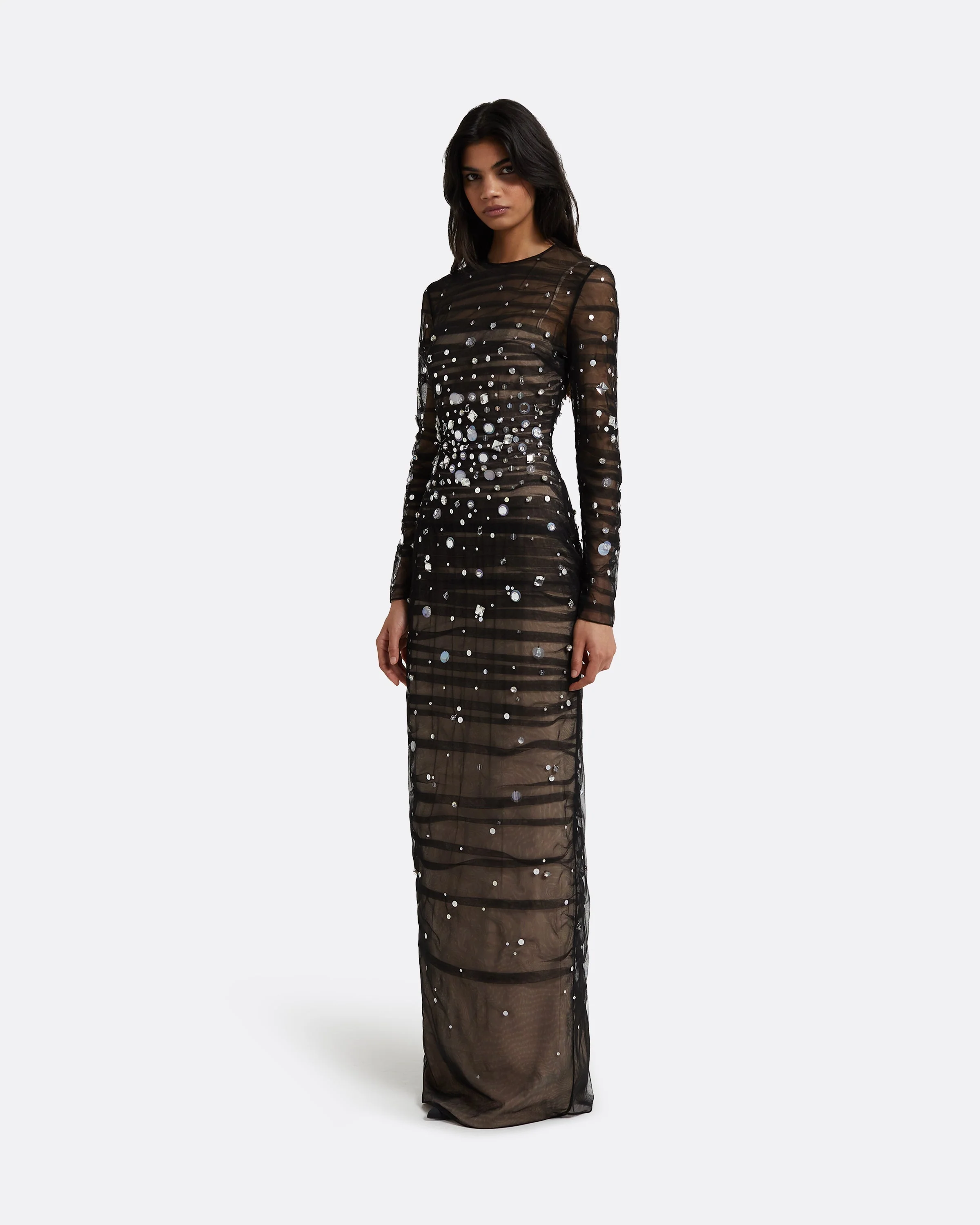 Defne Black Long Dress - Image 9