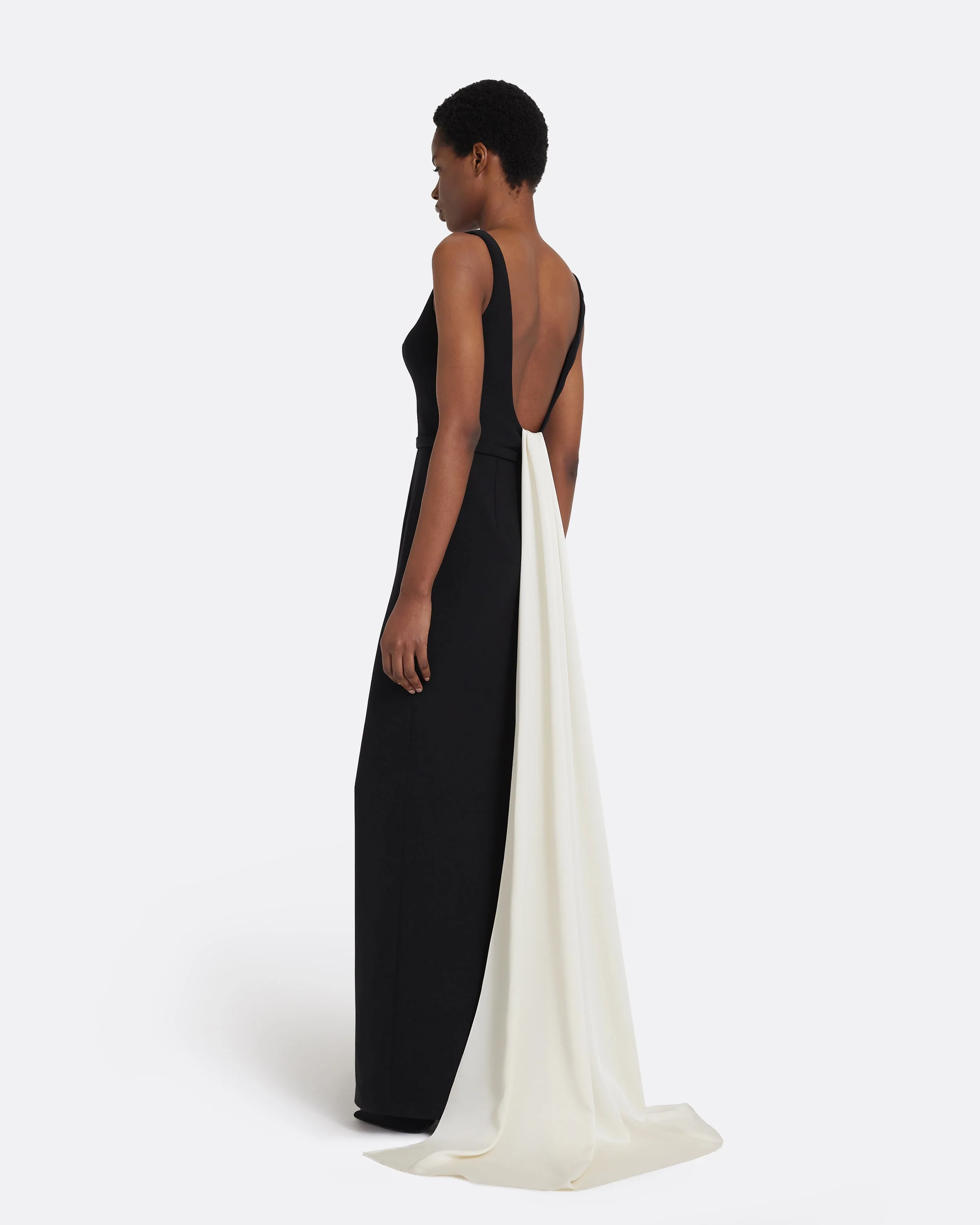 Delphine Long Dress in Black and Sorbet - Image 2