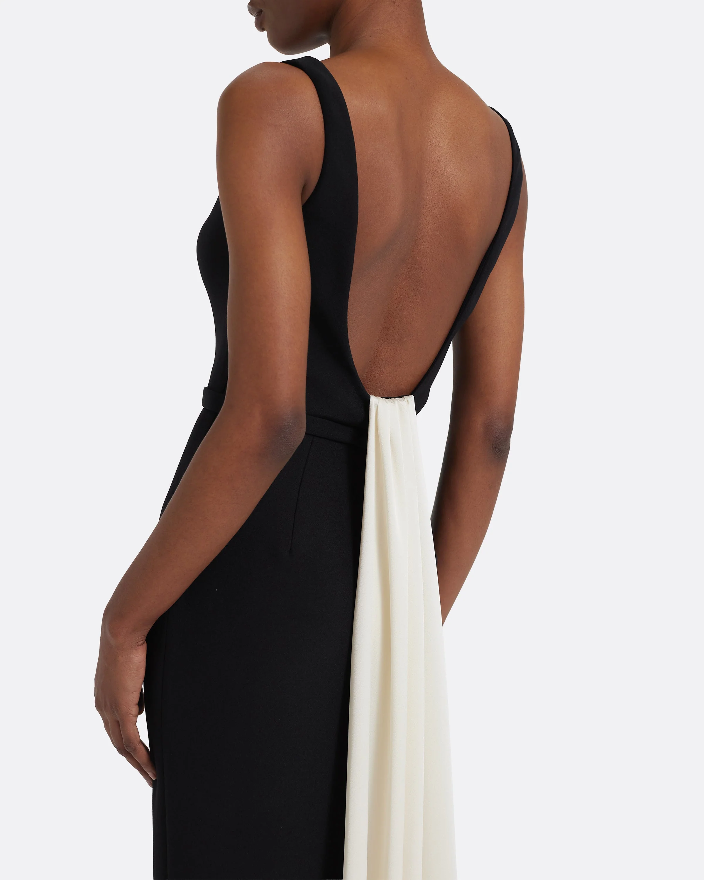 Delphine Long Dress in Black and Sorbet - Image 3