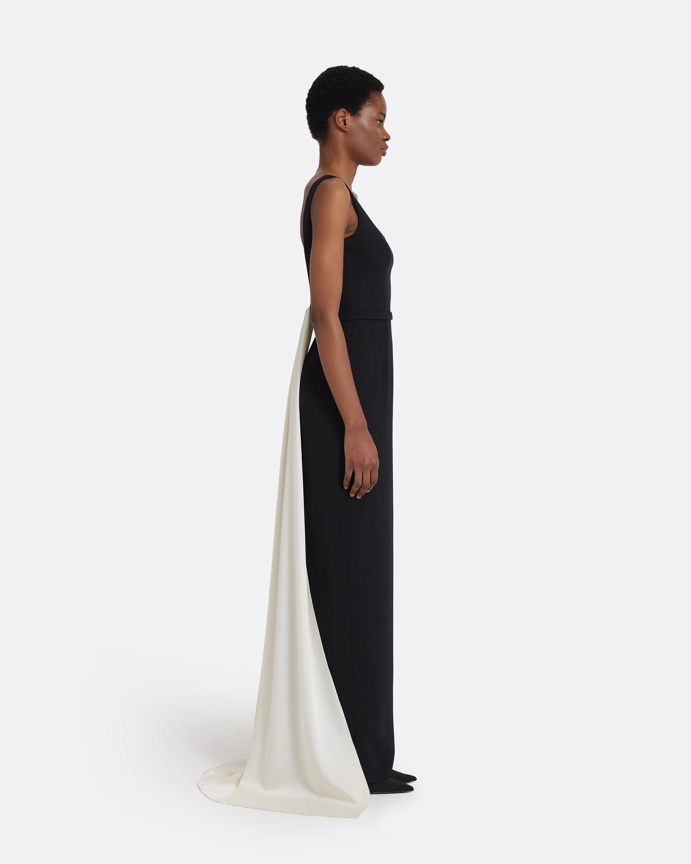 Delphine Long Dress in Black and Sorbet - Image 5