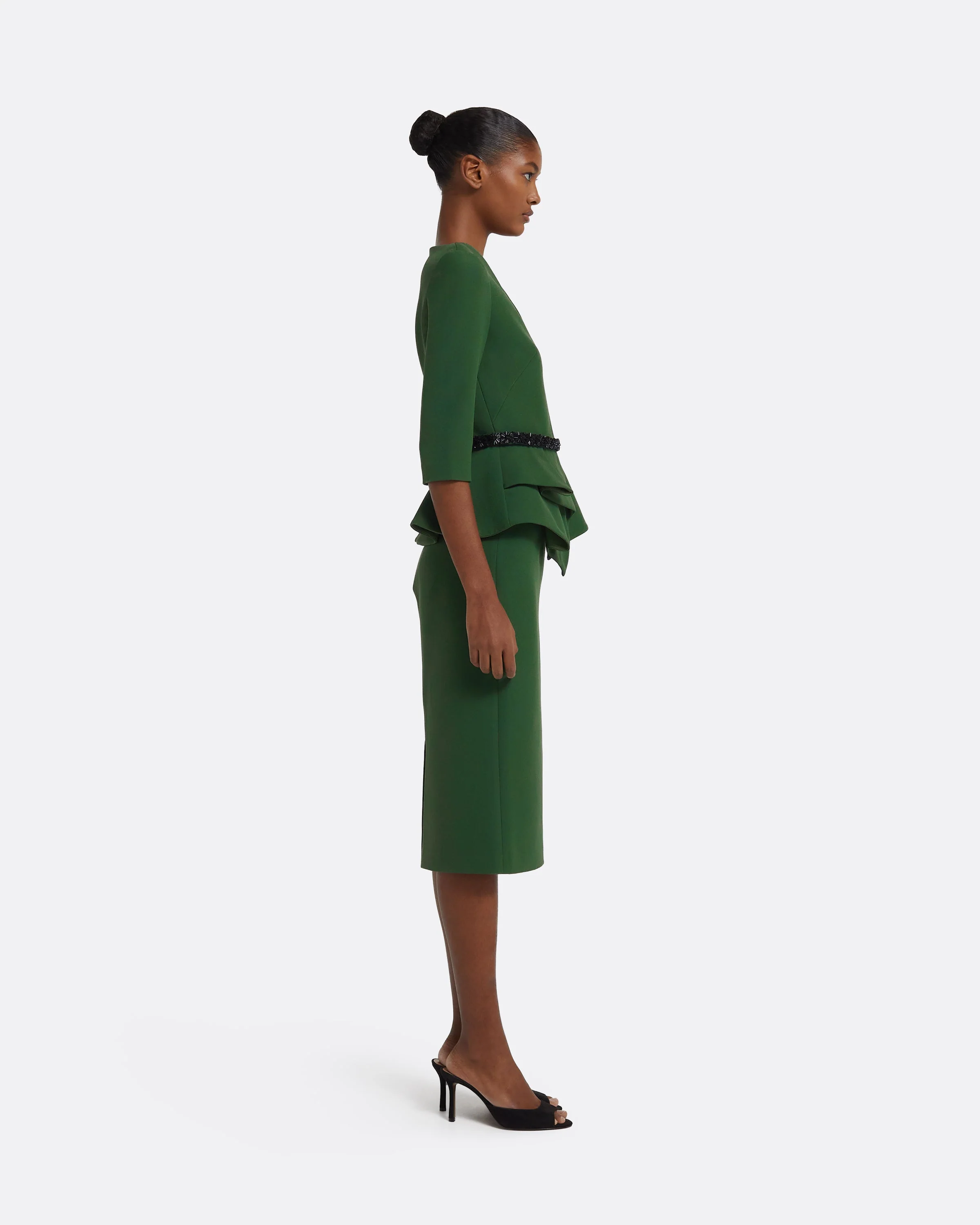 Dion Top in Moss Green with Black Embellishment - Image 11