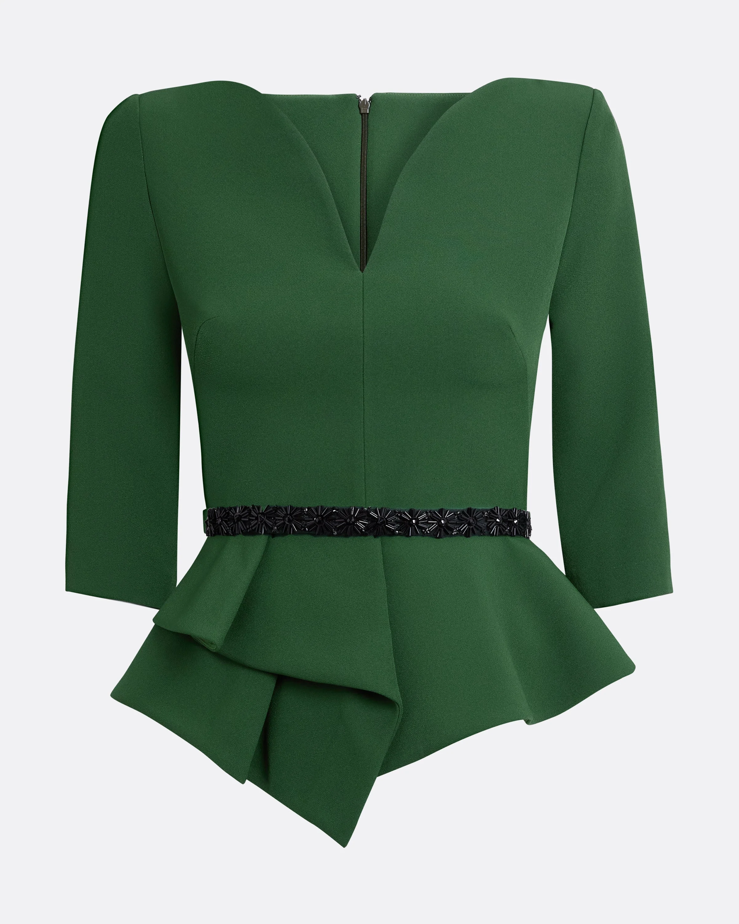 Dion Top in Moss Green with Black Embellishment - Image 6
