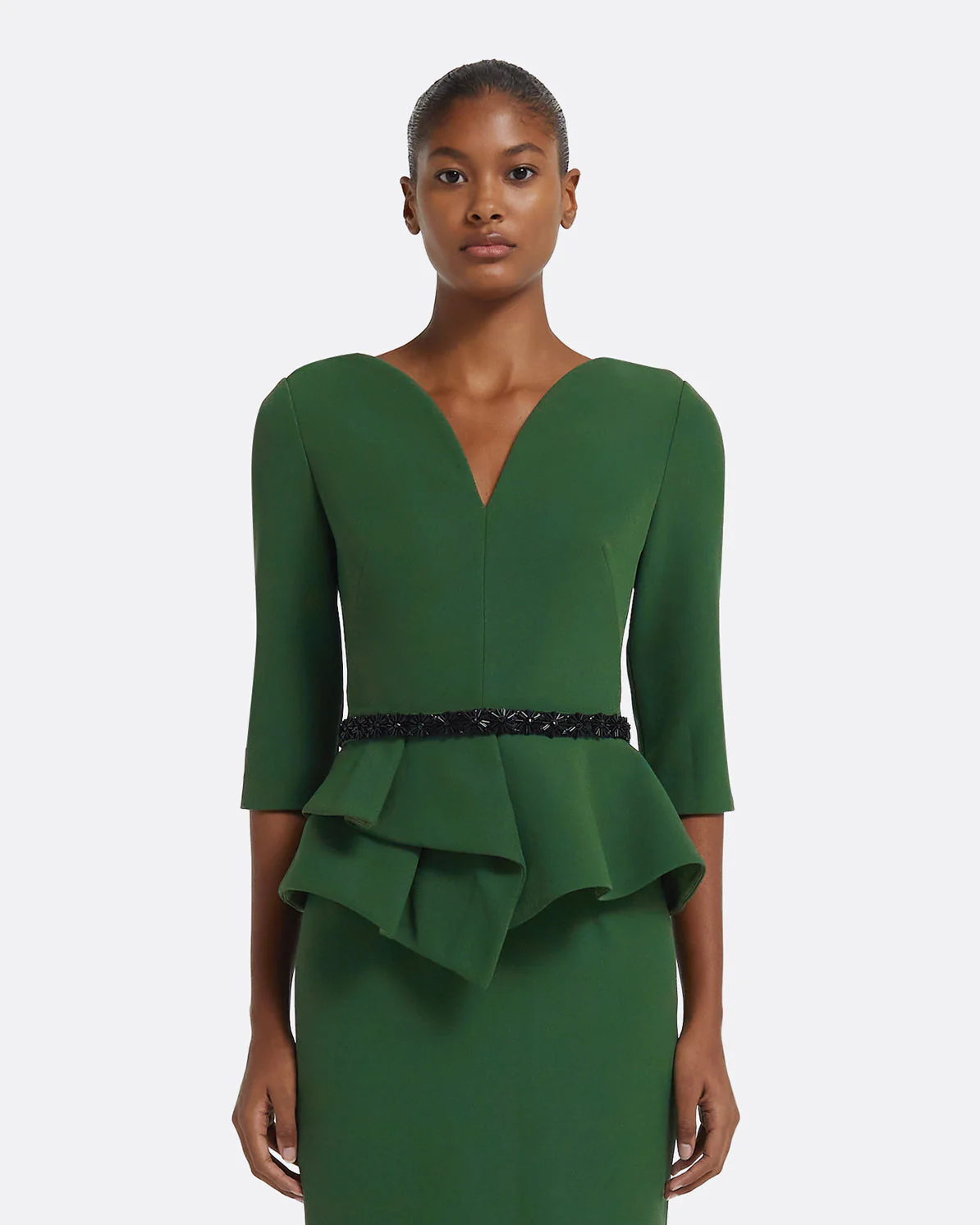 Dion Top in Moss Green with Black Embellishment - Image 7