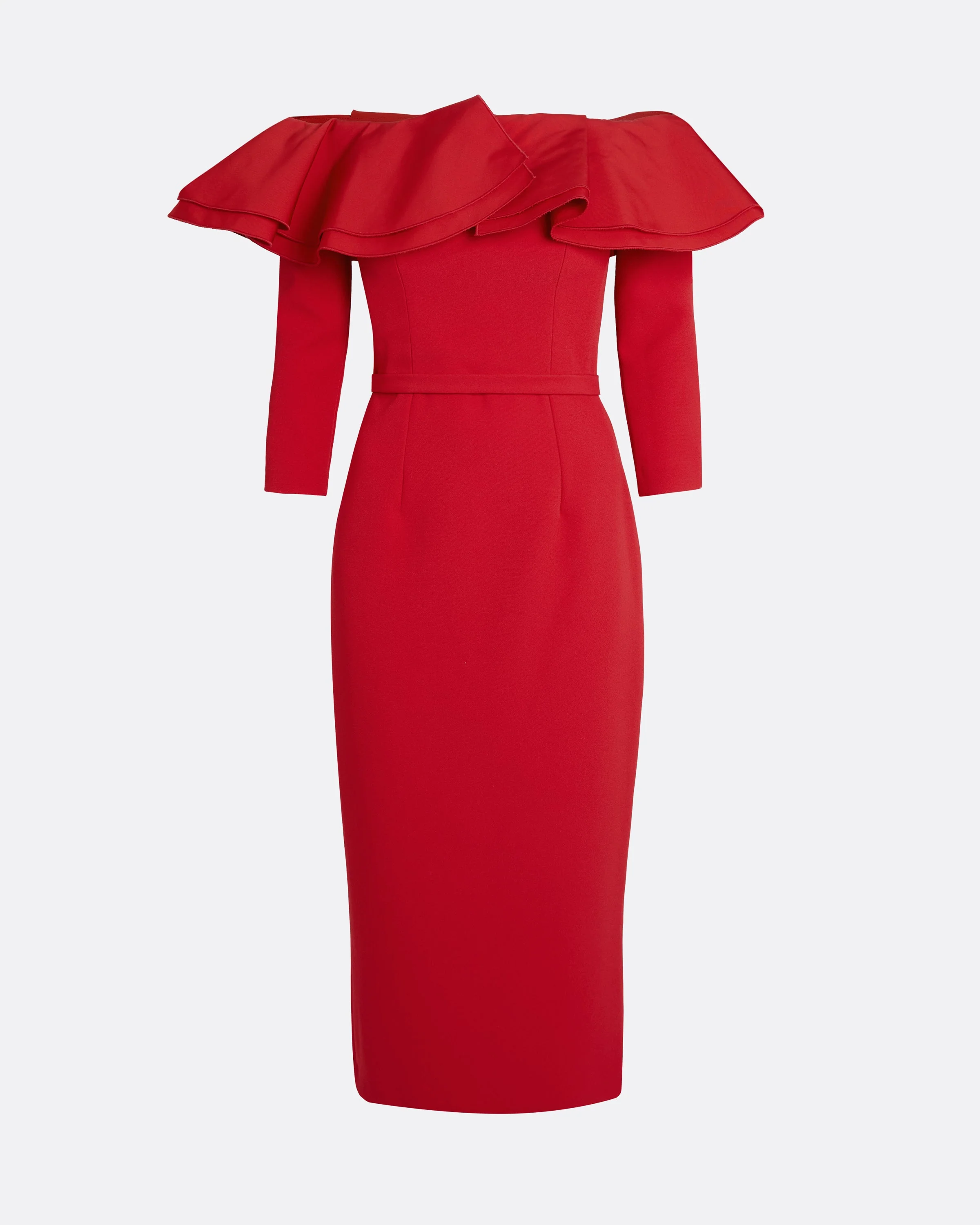 Dorian Midi Dress in Lacquer Red on Crimson - Image 5