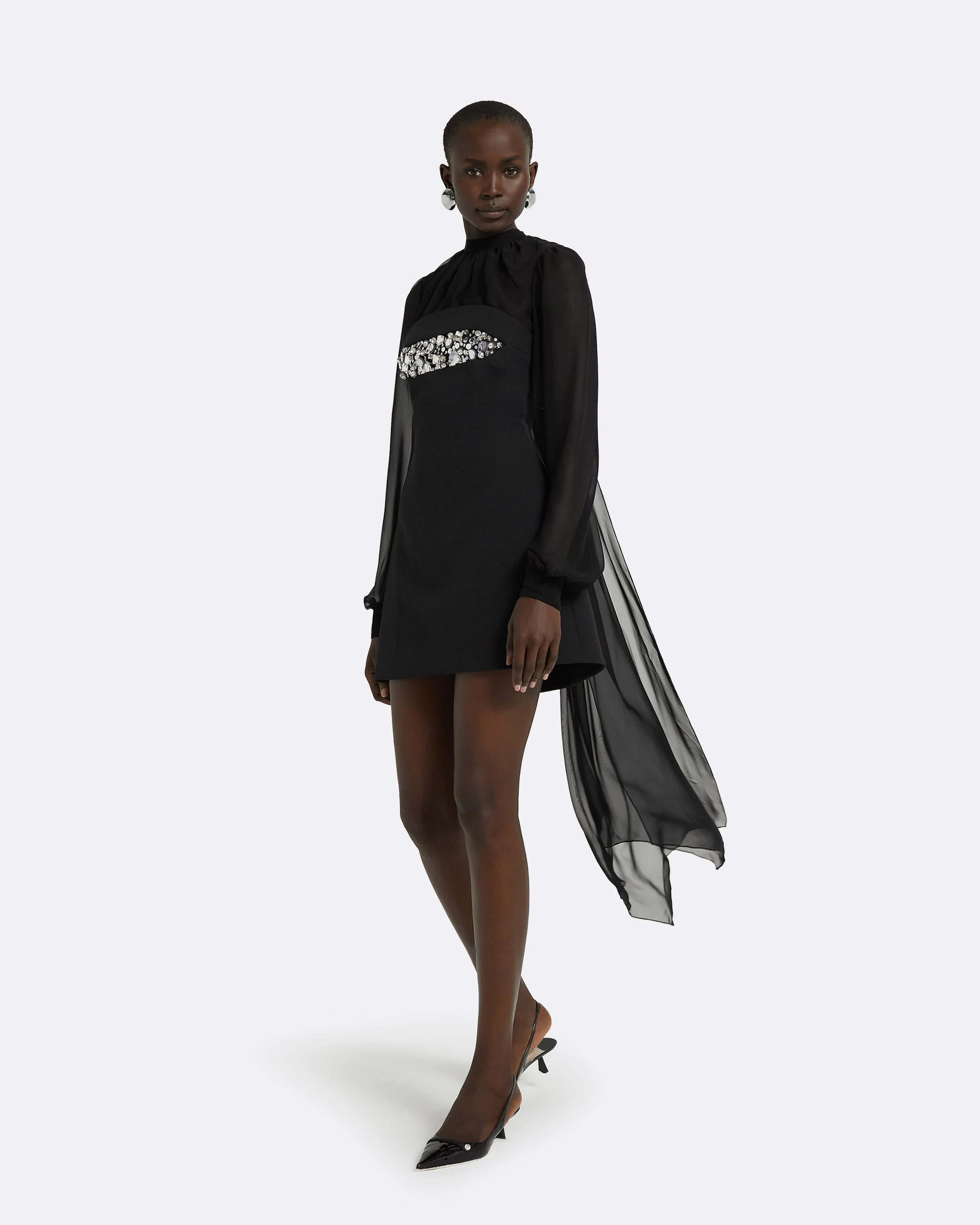 Duru Black Short Dress - Image 4