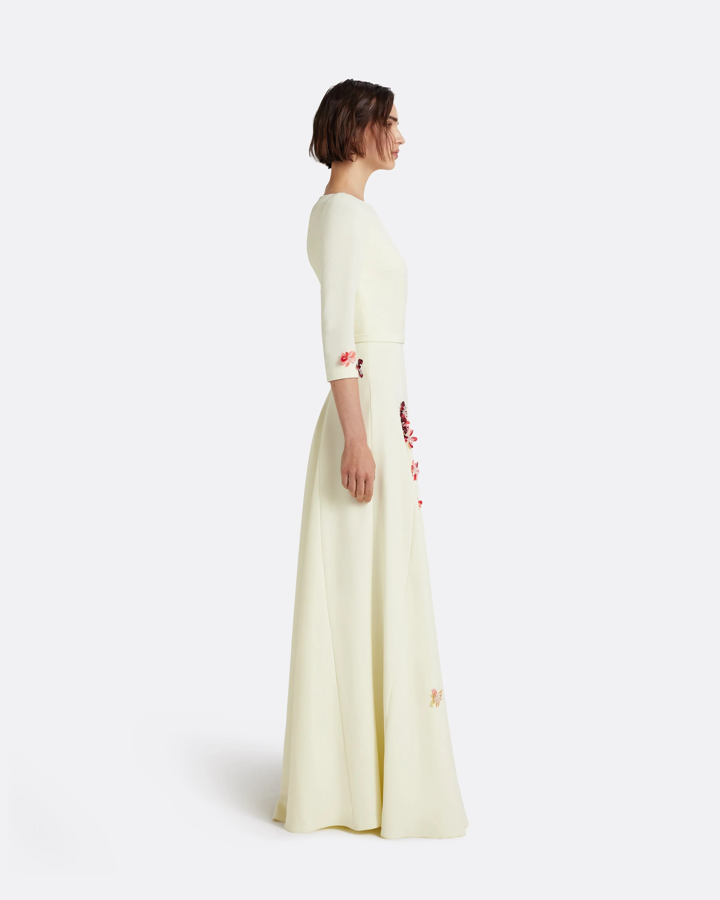 Emilia Long Dress in Sorbet with Pink Embroidery - Image 4