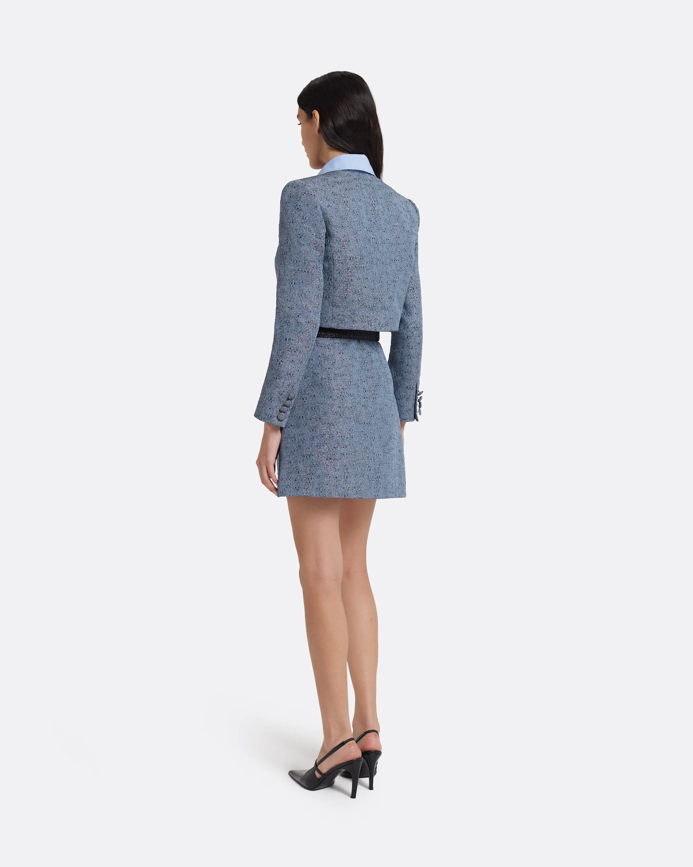 Estoria Mini Skirt in Denim Jacquard - Image 2