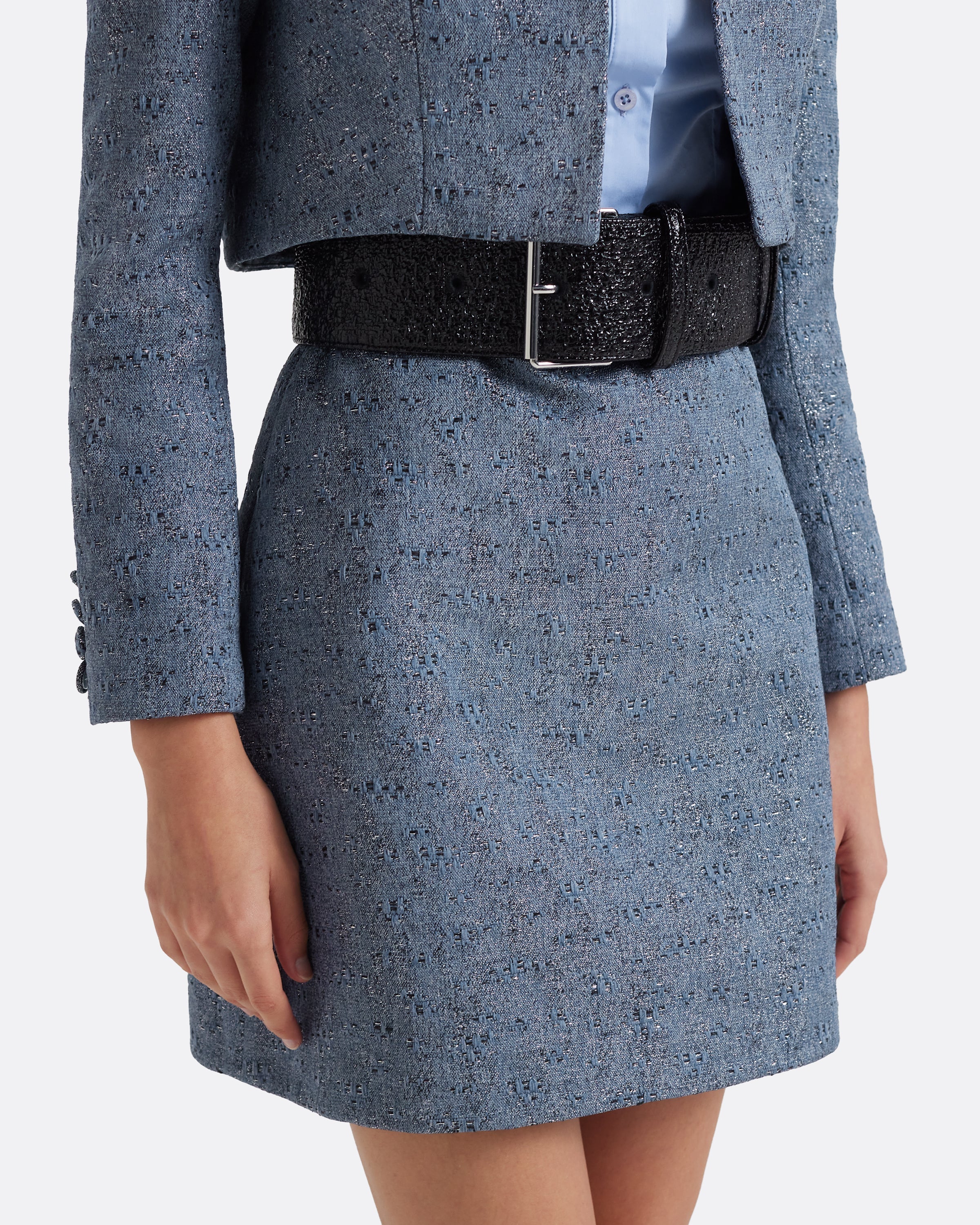 Estoria Mini Skirt in Denim Jacquard - Image 3