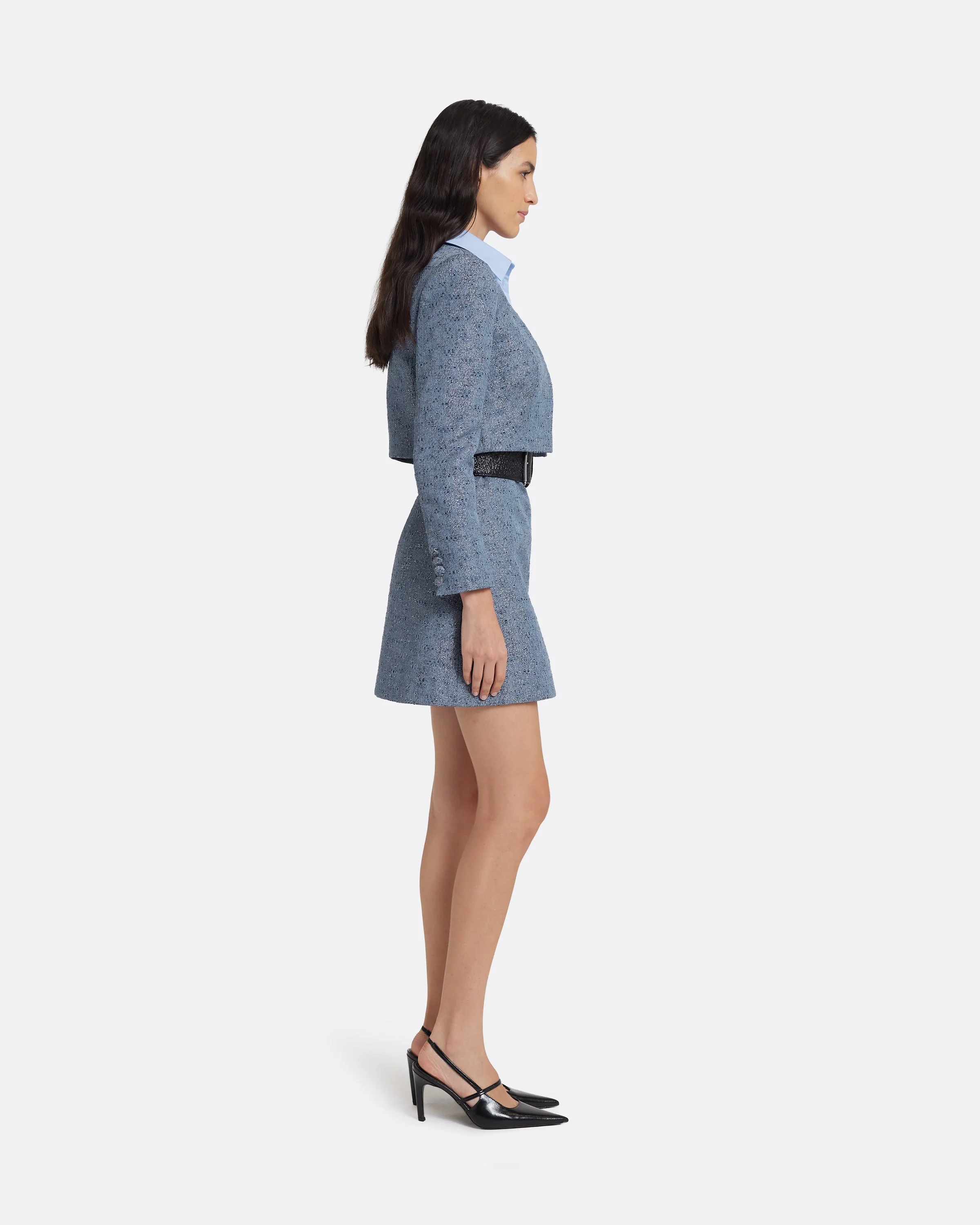 Estoria Mini Skirt in Denim Jacquard - Image 4