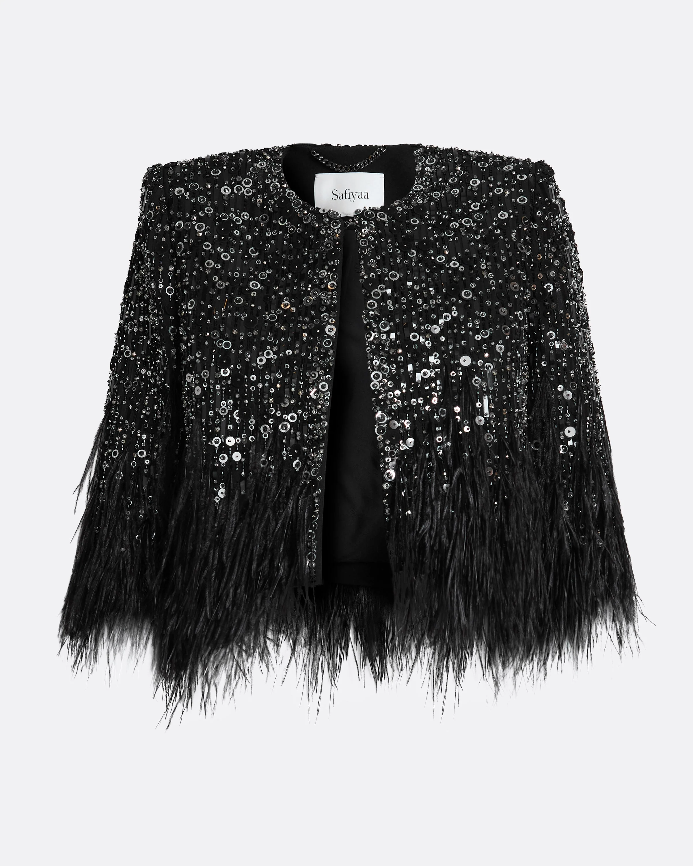 Fabiana Jacket in Black with Feather Embellishment - Image 6