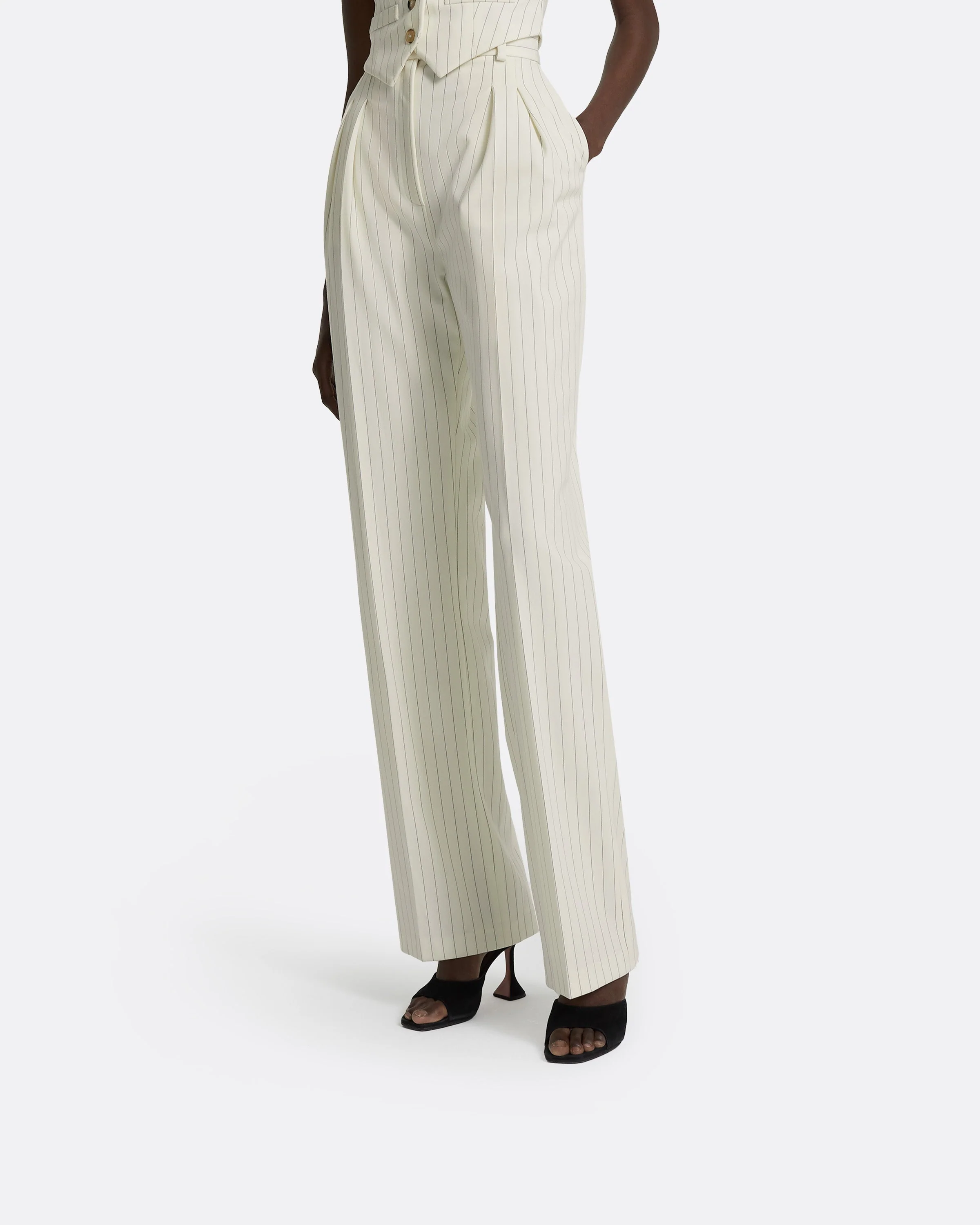 Ferna Ivory Pinstripe Trousers - Image 3