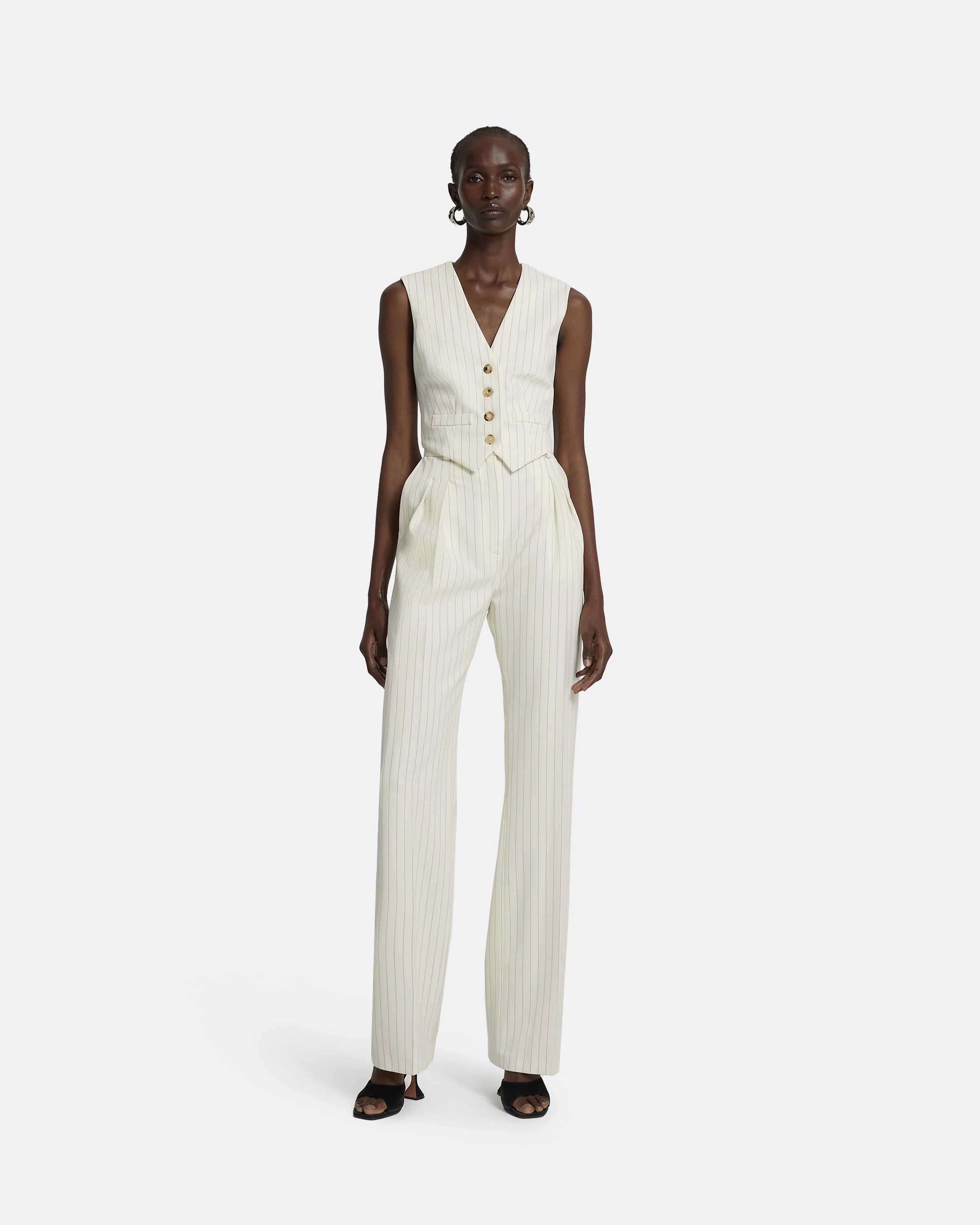 Ferna Ivory Pinstripe Trousers - Image 9