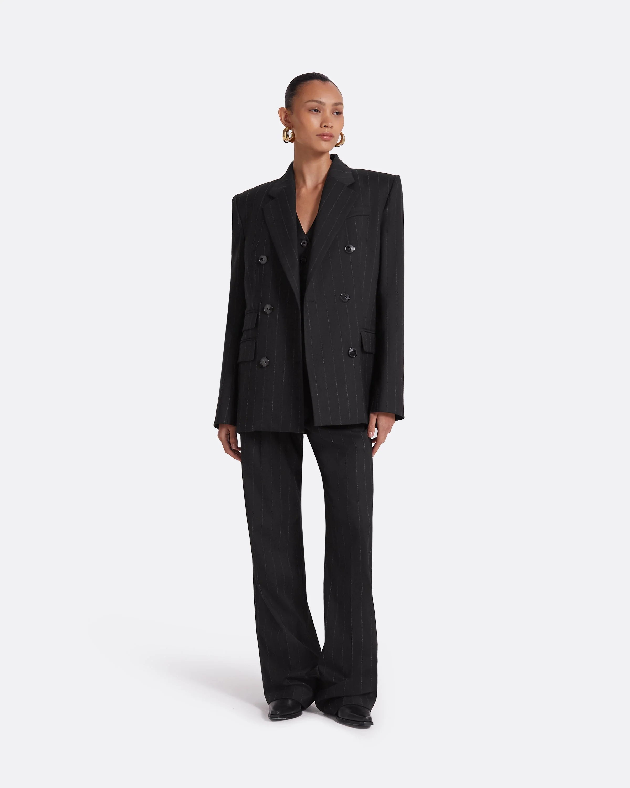 Ferna Black Pinstripe Trousers - Image 4