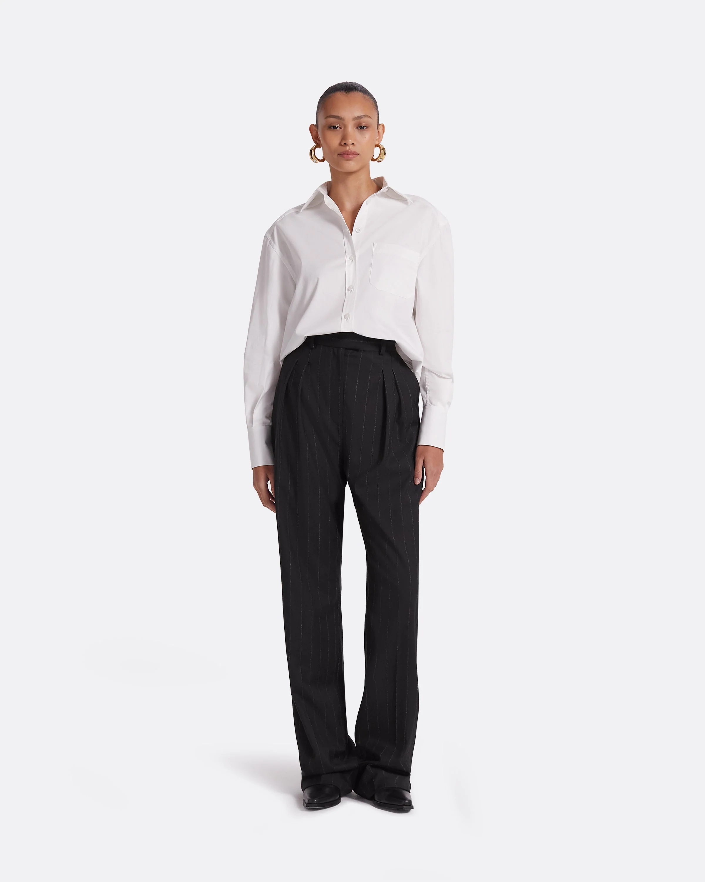 Ferna Black Pinstripe Trousers - Image 5