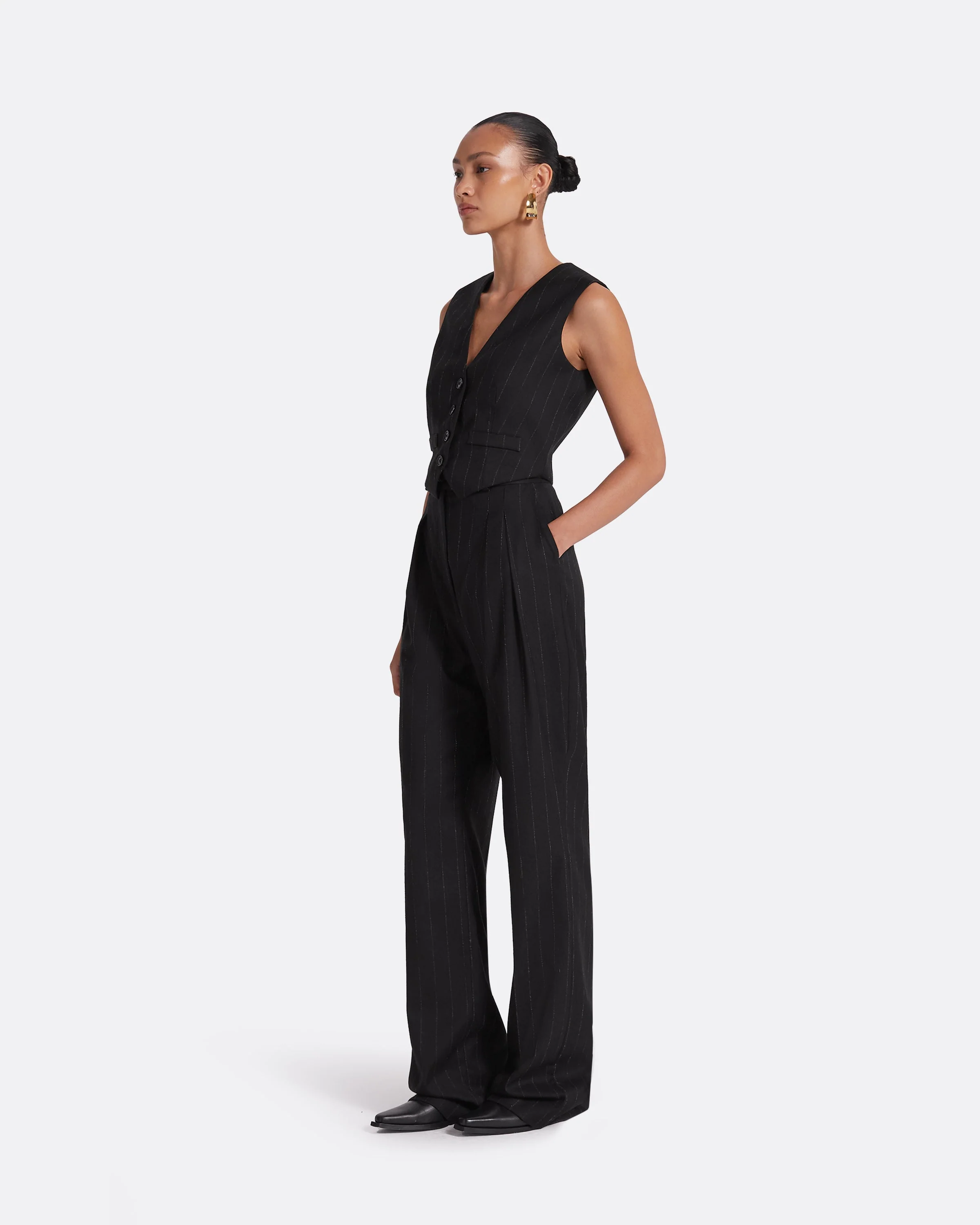 Ferna Black Pinstripe Trousers - Image 8