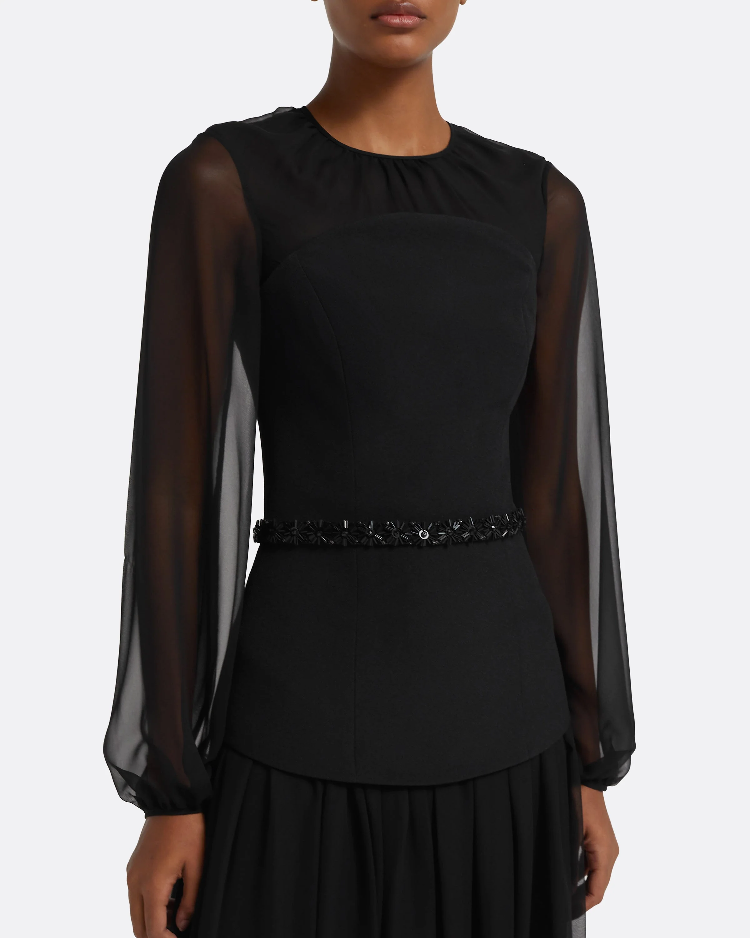 Finley Long Dress in Black & Embellished Belt - Image 3